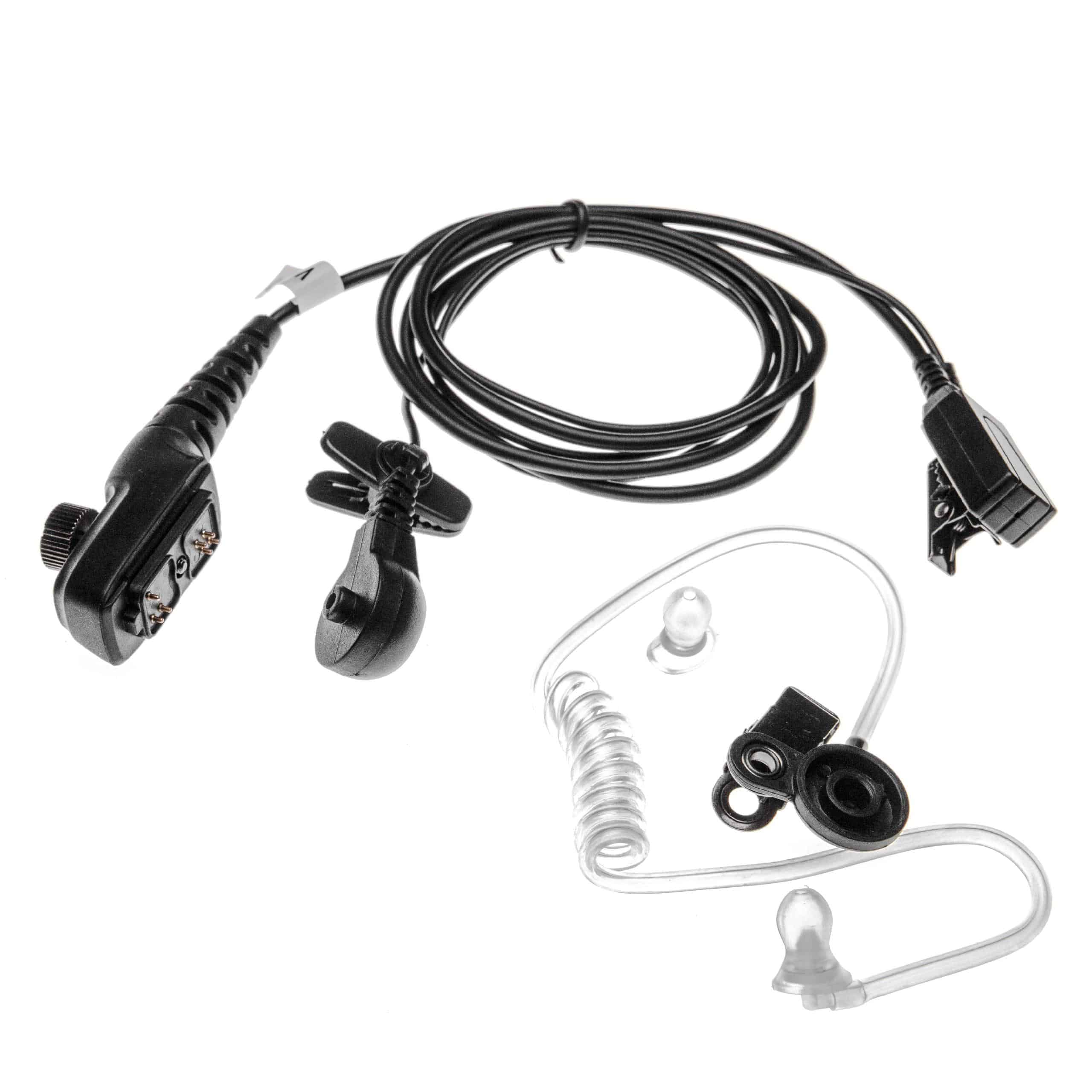 Security headset per ricetrasmittente HYT/Hytera PD700 - trasparente / nero + microfono push-to-talk + support