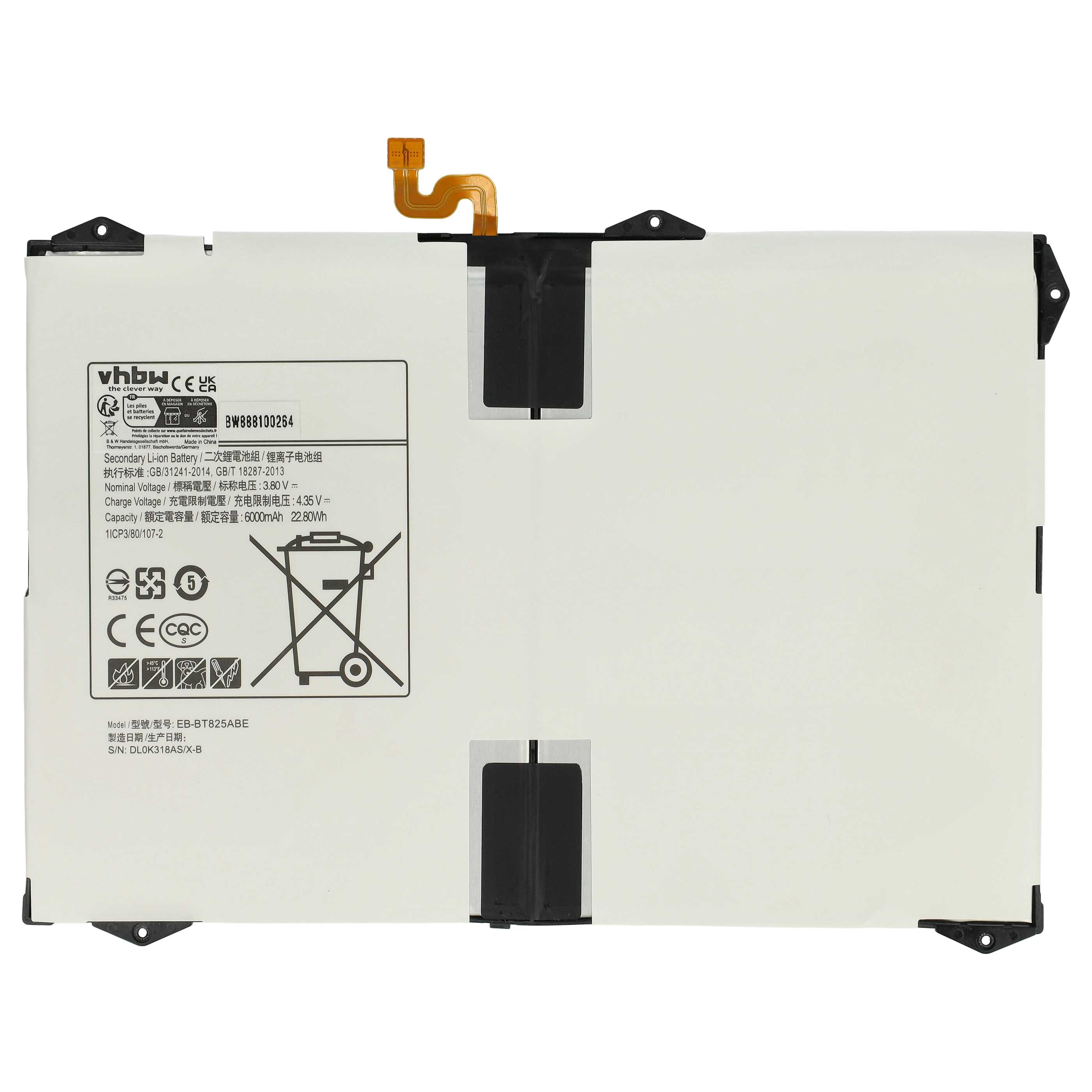 Batteria per tablet sostituisce Samsung EB-BT825ABE, EB-BT825ABA, GH43-04702A Samsung - 6000mAh 3,8V Li-Ion