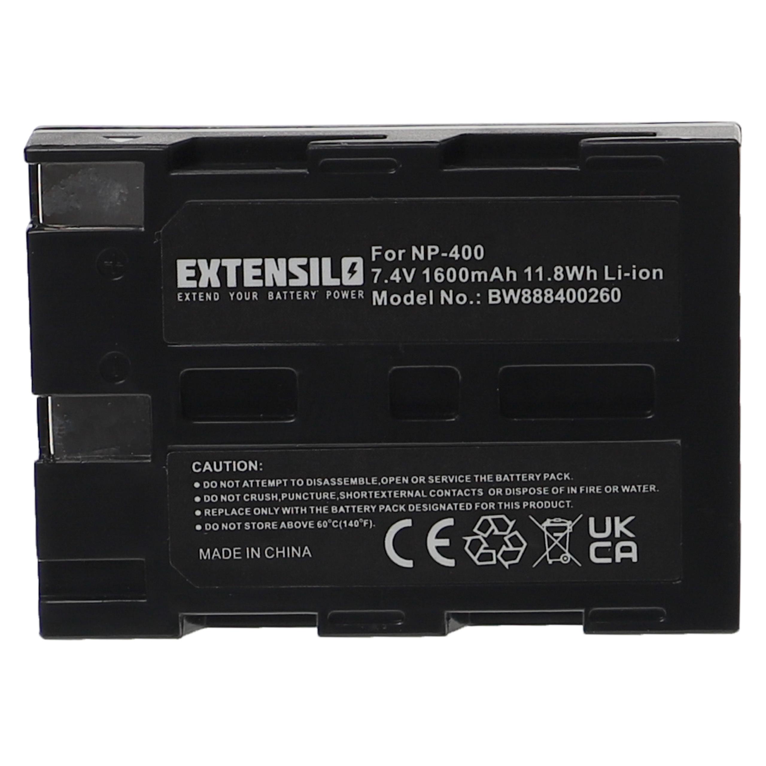 Batteria sostituisce Minolta NP-400 per fotocamera Pentax - 1600mAh 7,4V Li-Ion