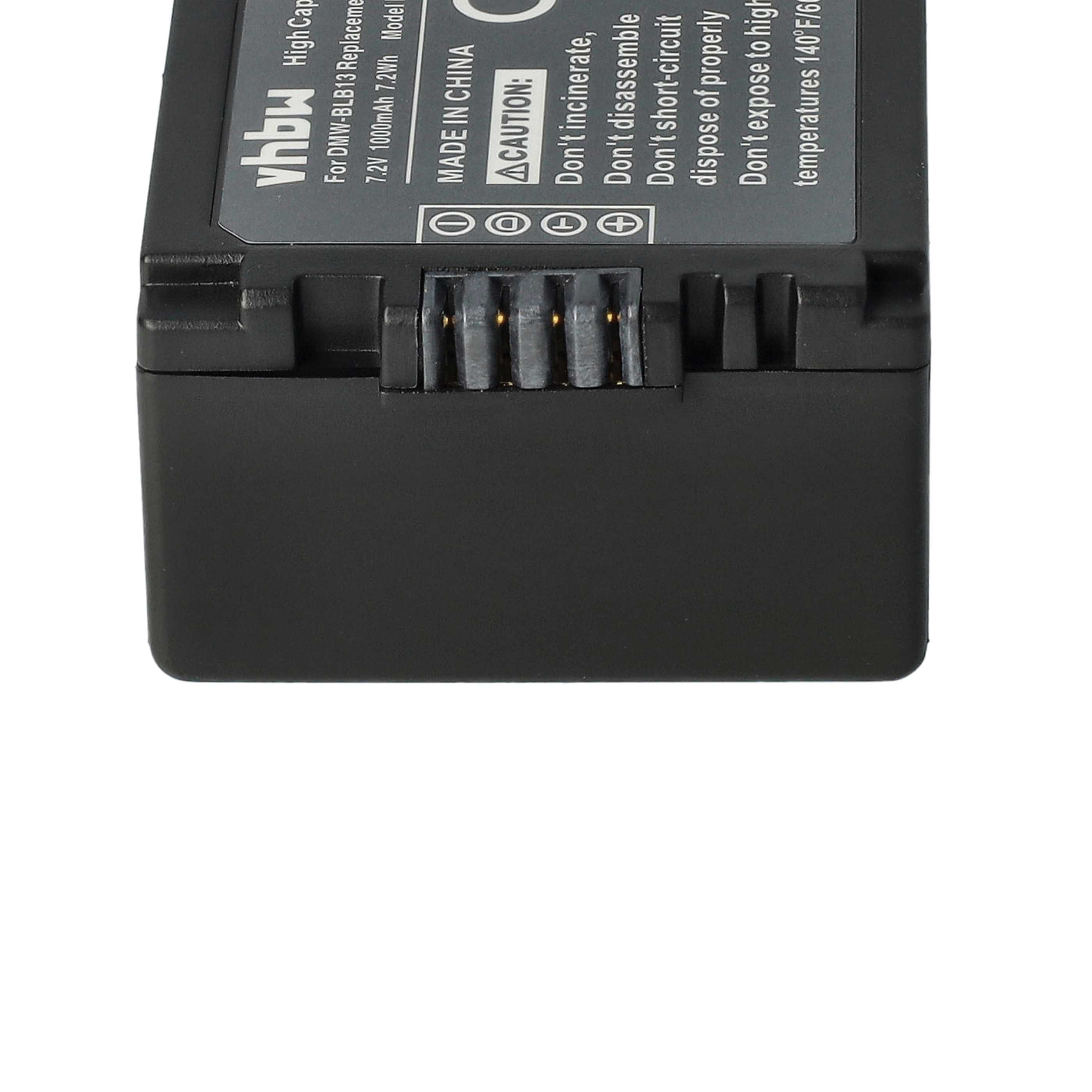Battery replaces Panasonic DMW-BLB13E, DMW-BLB13 - 1000mAh, 7.2V, Li-Ion