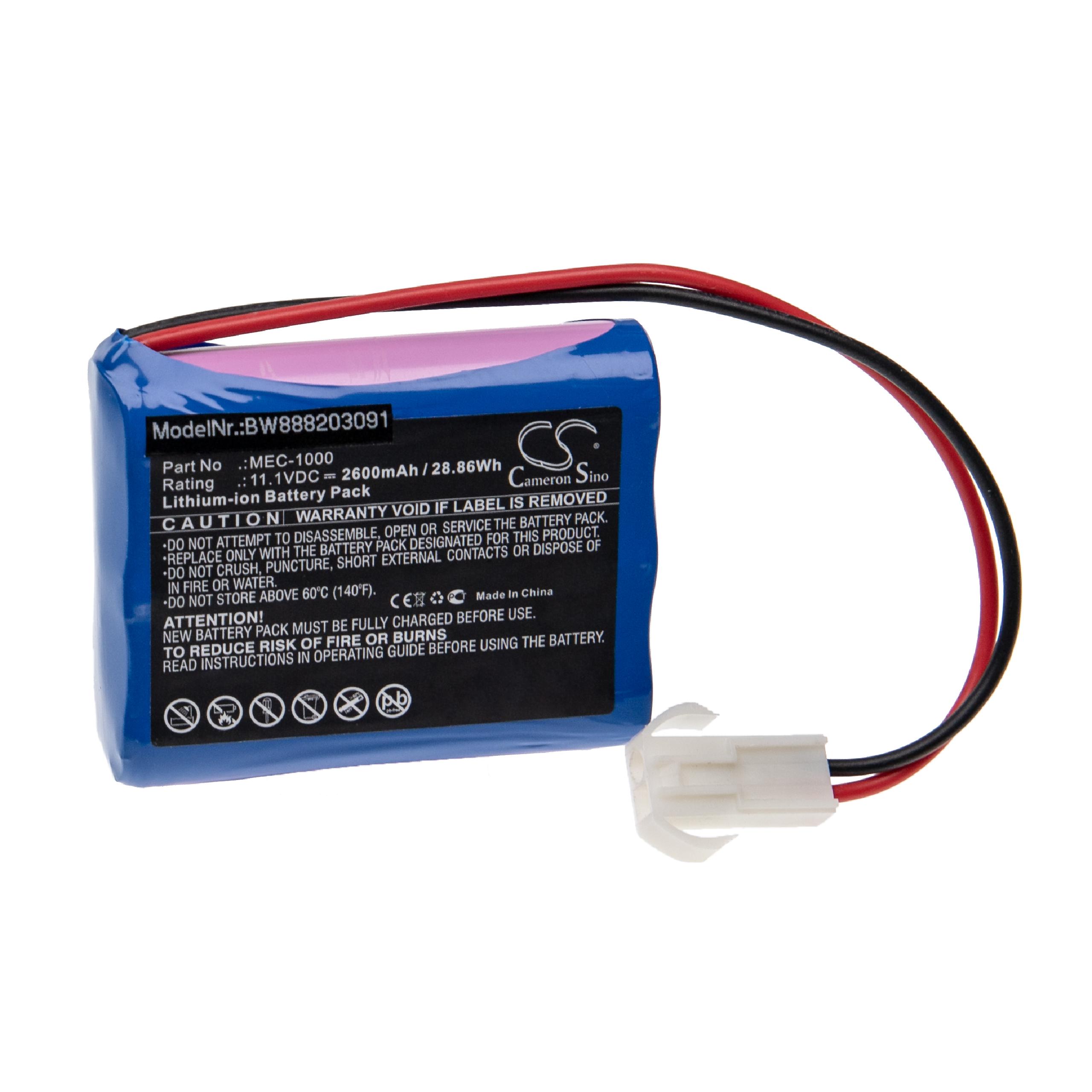 Batterie pour Mindray MEC-1000 pour appareil médical - 2600mAh 11,1V Li-ion