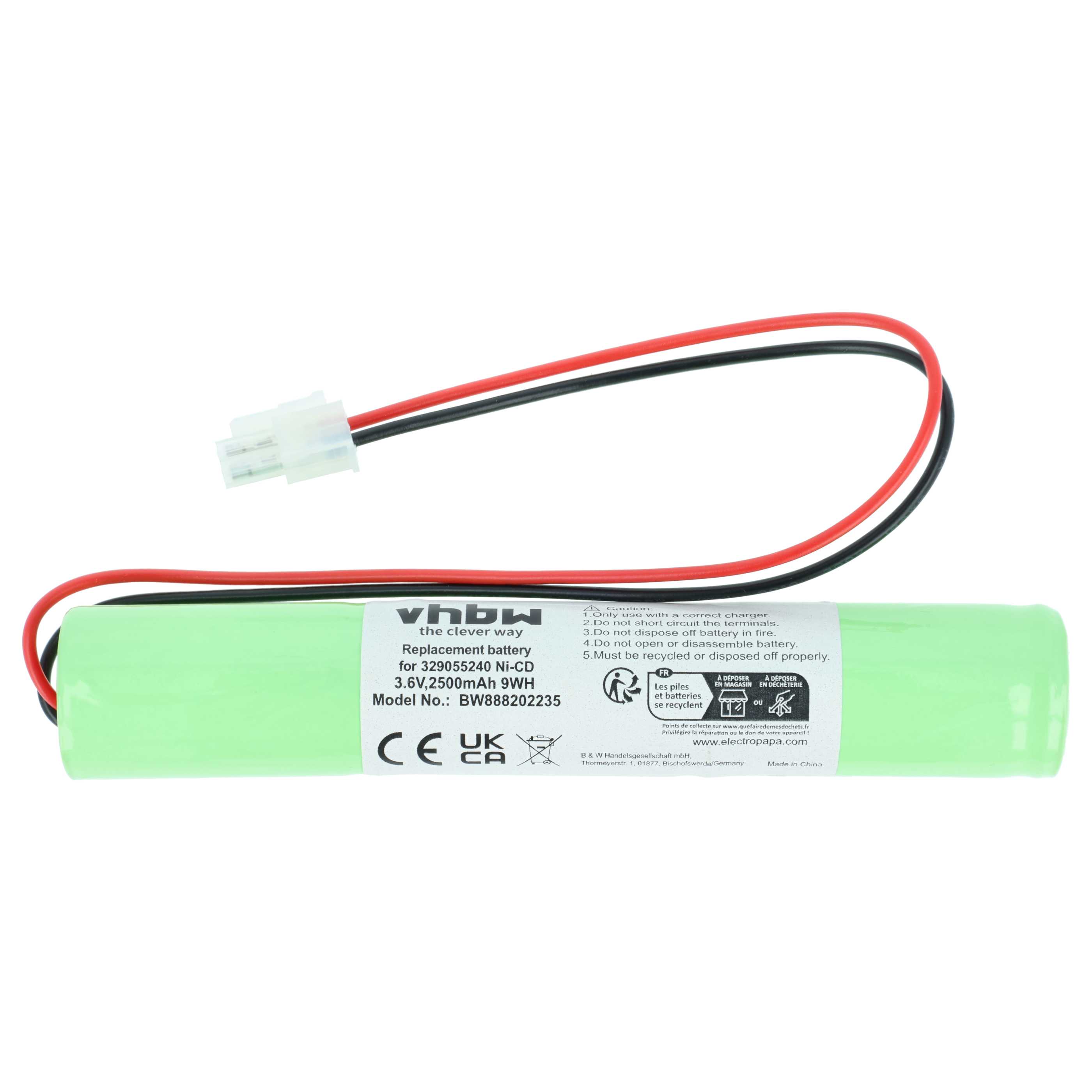 5x Akumulator do oświetlenia awaryjnego zamiennik BAES 329055240 - 2500 mAh 3,6 V NiCd