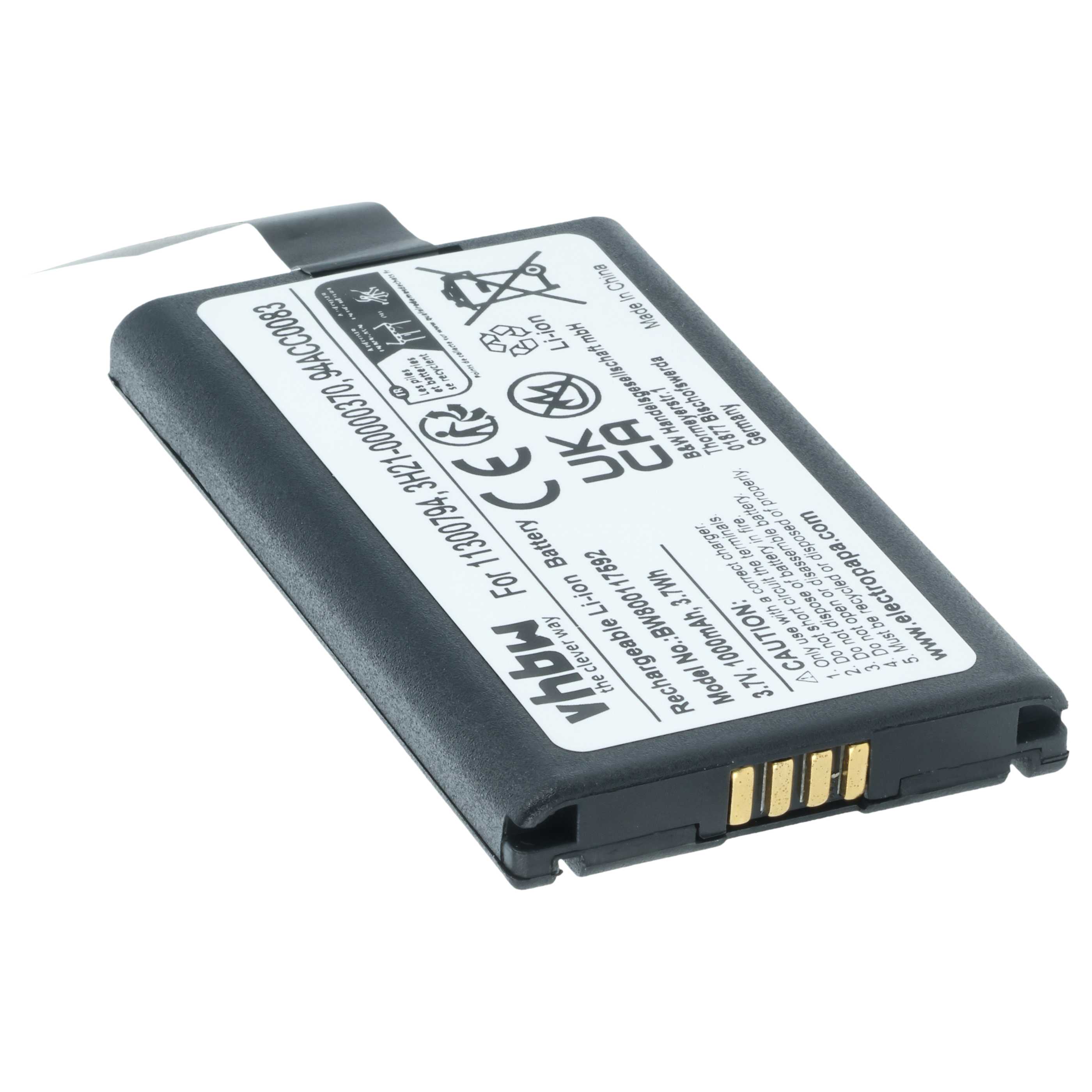 5x Batteria sostituisce Datalogic 11300794, 3H21-00000370 per barcode scanner Datalogic - 1000mAh 3,7V Li-Ion