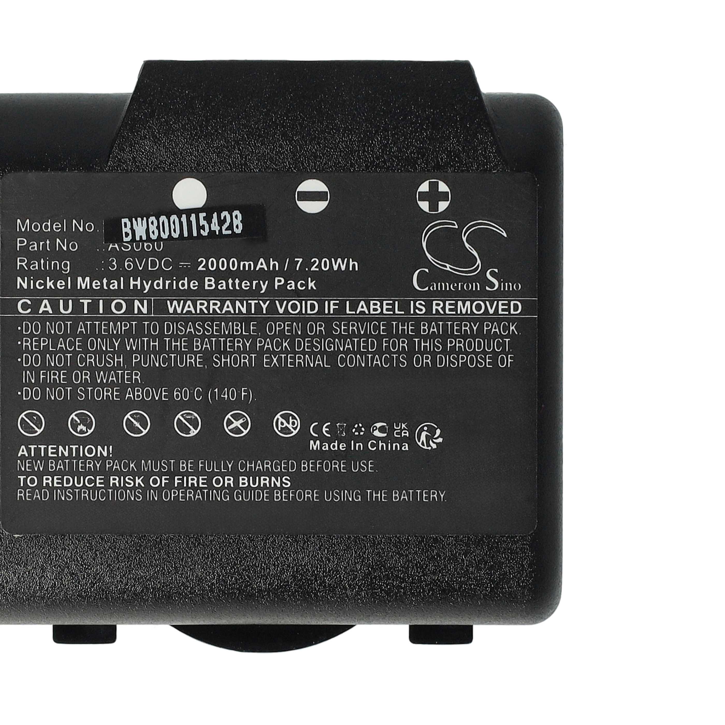 Batería reemplaza IMET AS060, AS083 para mando distancia industrial IMET - 2000 mAh 3,6 V NiMH