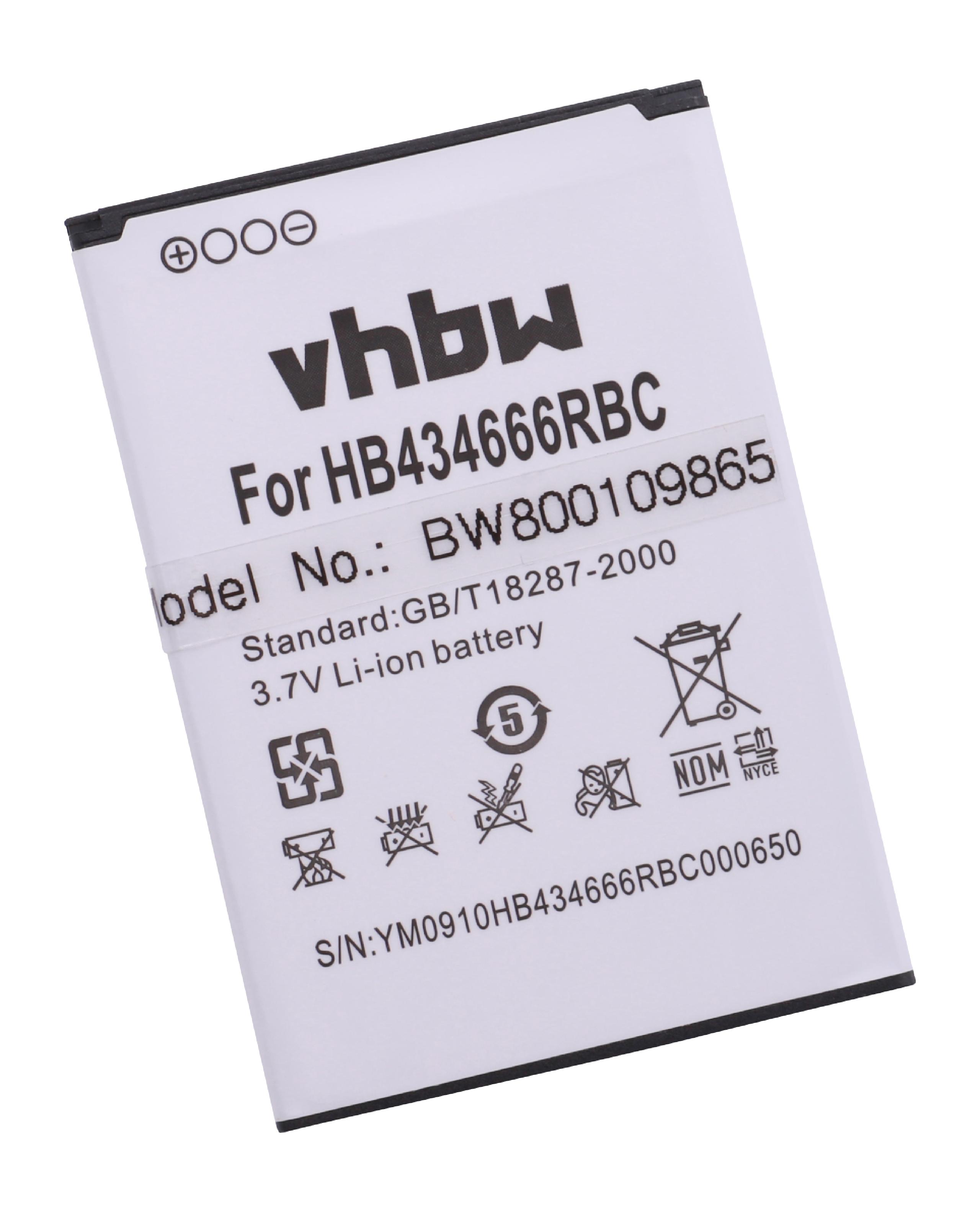 Batterie remplace Huawei HB434666RBC, HB434666RAW pour routeur modem - 1500mAh 3,7V Li-ion
