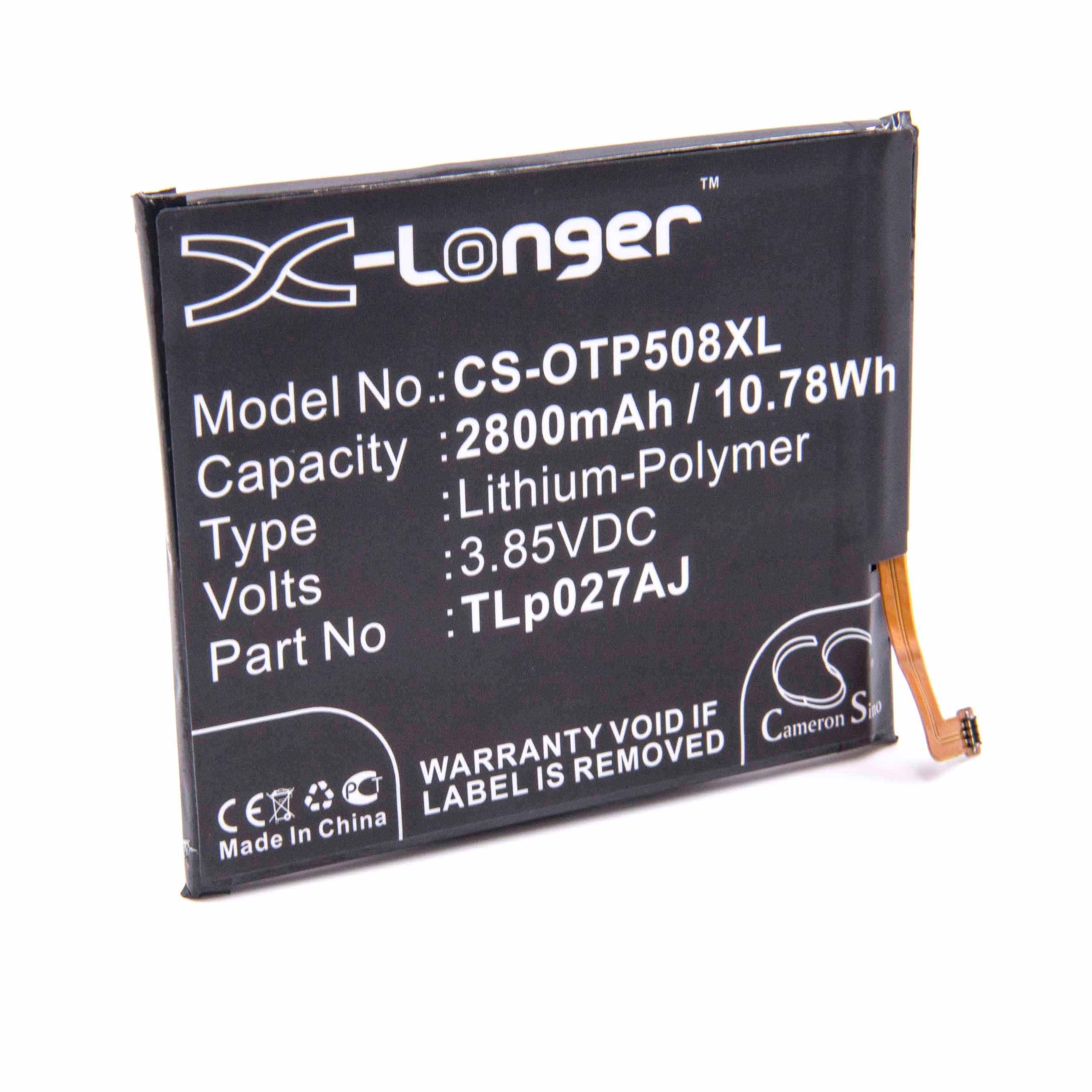 Mobile Phone Battery Replacement for Alcatel TLp027AJ - 2800mAh 3.85V Li-polymer