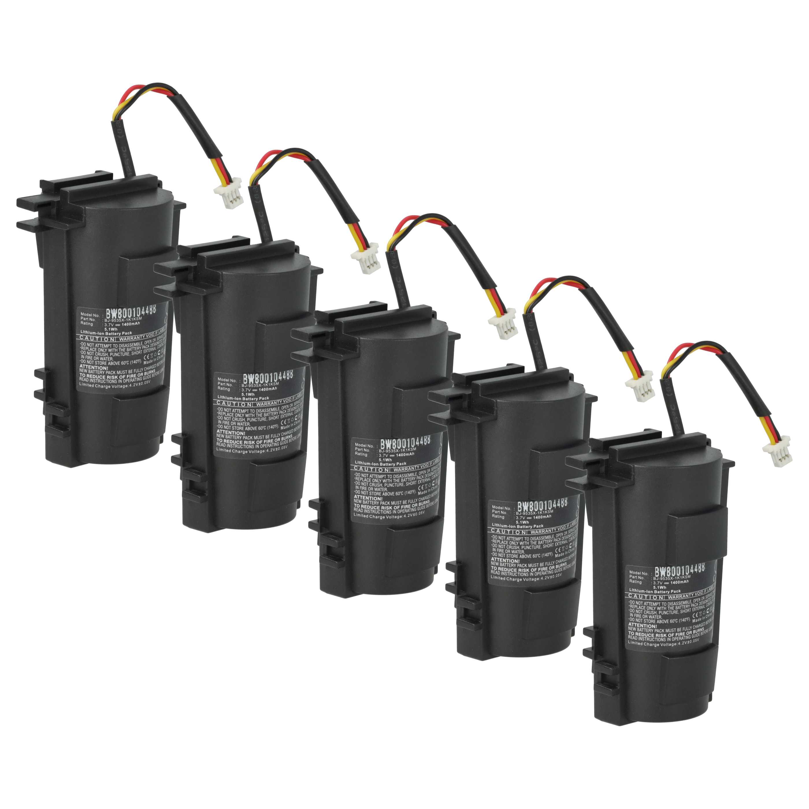 5x Battery replaces 46-00518, 00-06260A, 46-46870 for Metrologic Barcode Scanner POS - 1400 mAh 3.7 V
