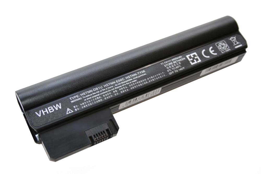 Batterie remplace HP H6 07762-001, 607763-001 pour ordinateur portable - 4400mAh 11,1V Li-ion, noir