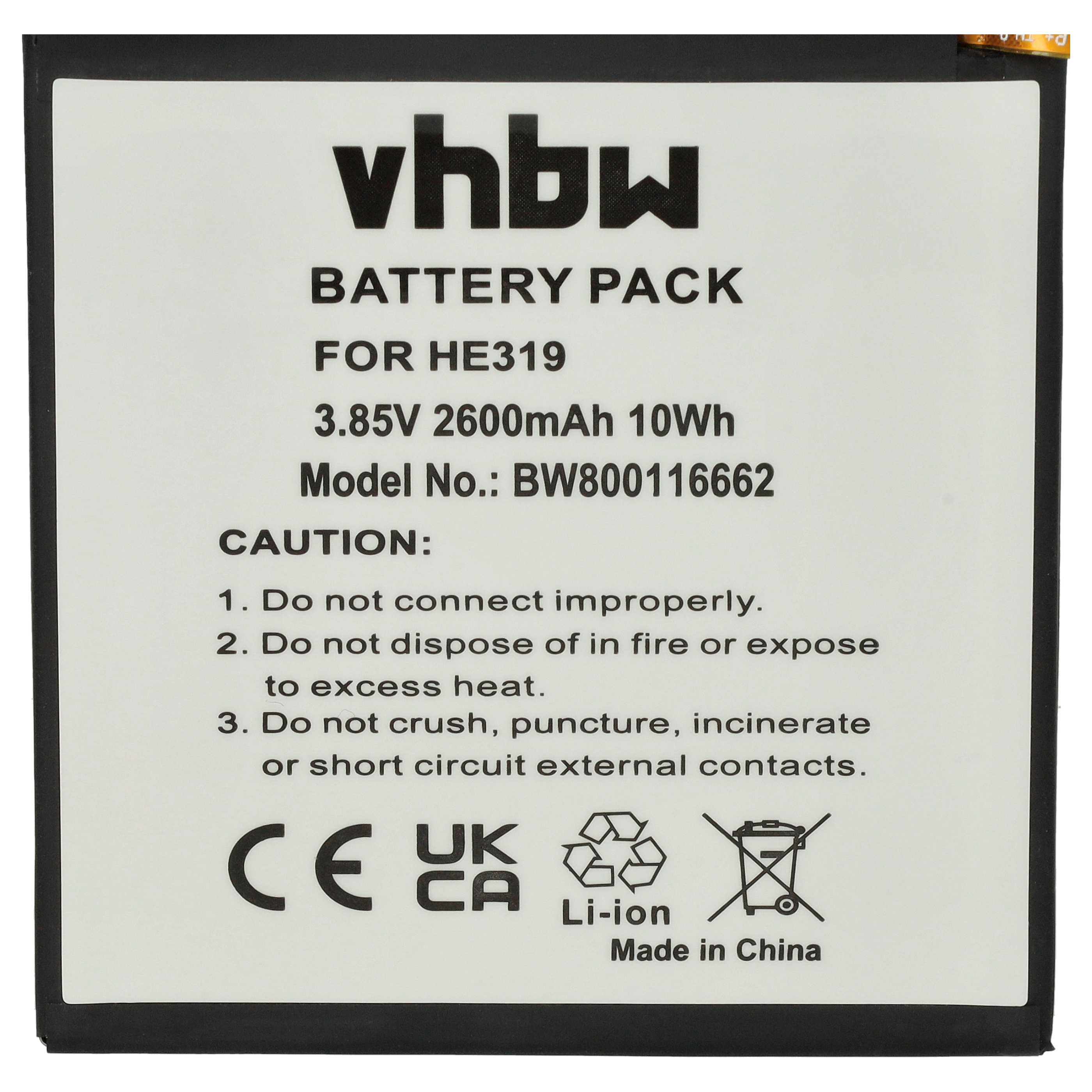 Akumulator do telefonu smartfona zamiennik Nokia HE319, HE330 - 2600 mAh 3,85 V LiPo