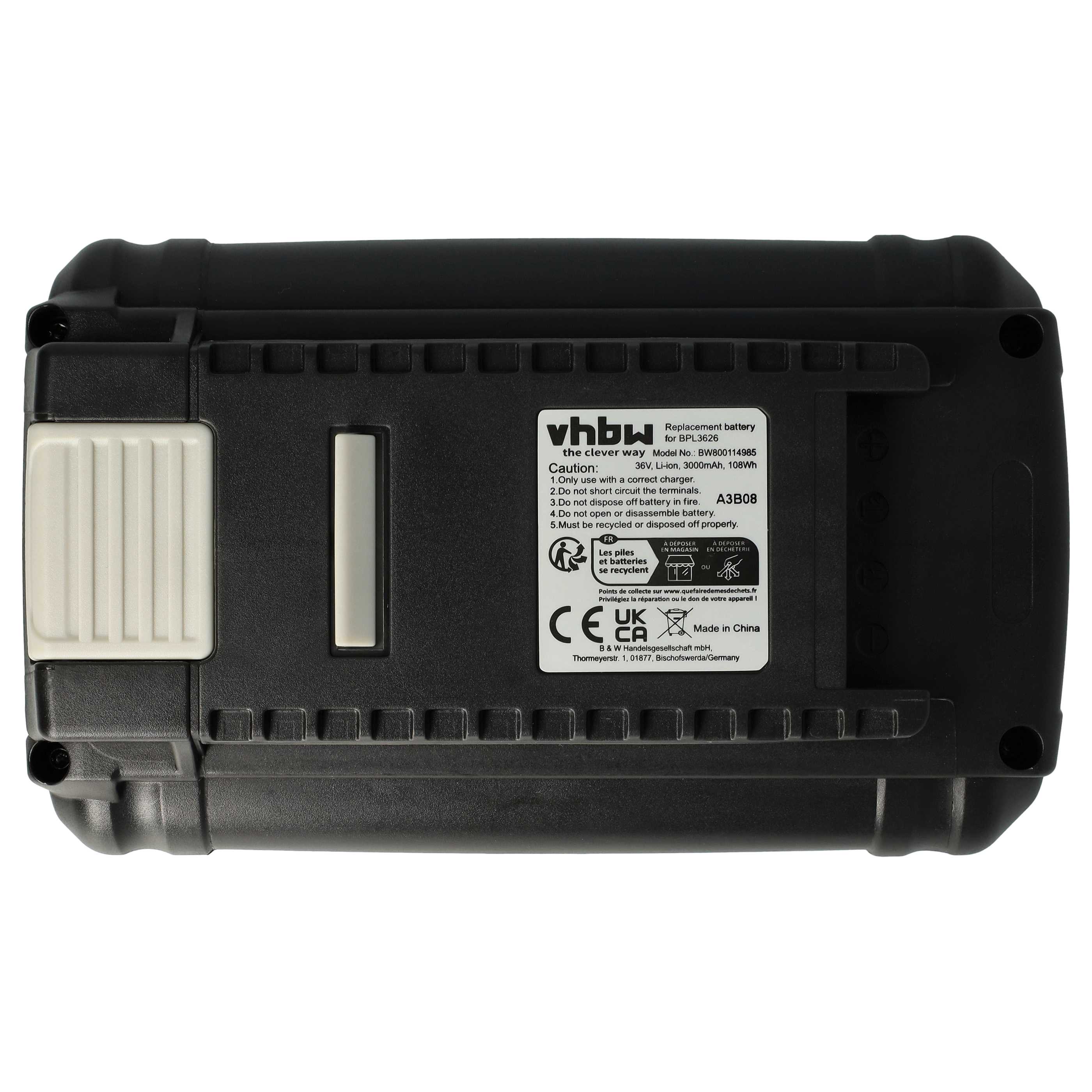 Akku 36V als Ersatz für Ryobi BPL3626, BPL3626D, BPL3640, BPL3640D, BPL3650, 5133002166 - 3Ah, Li-Ion