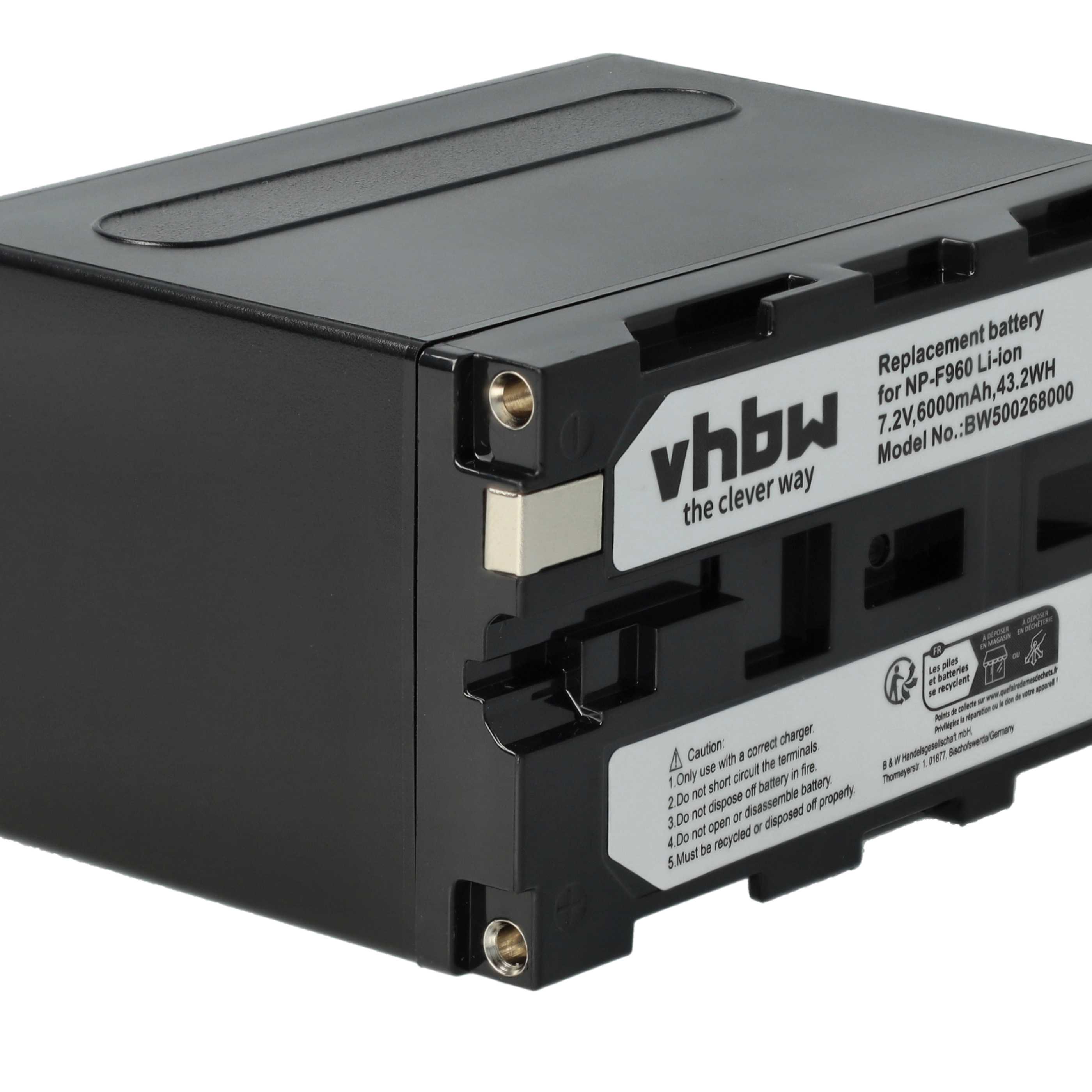 Videocamera 3x Battery replaces Sony NP-F930, NP-F960, NP-F950, NP-F950/B, NP-F930/B - 6000 mAh 7.2 V Li-Ion
