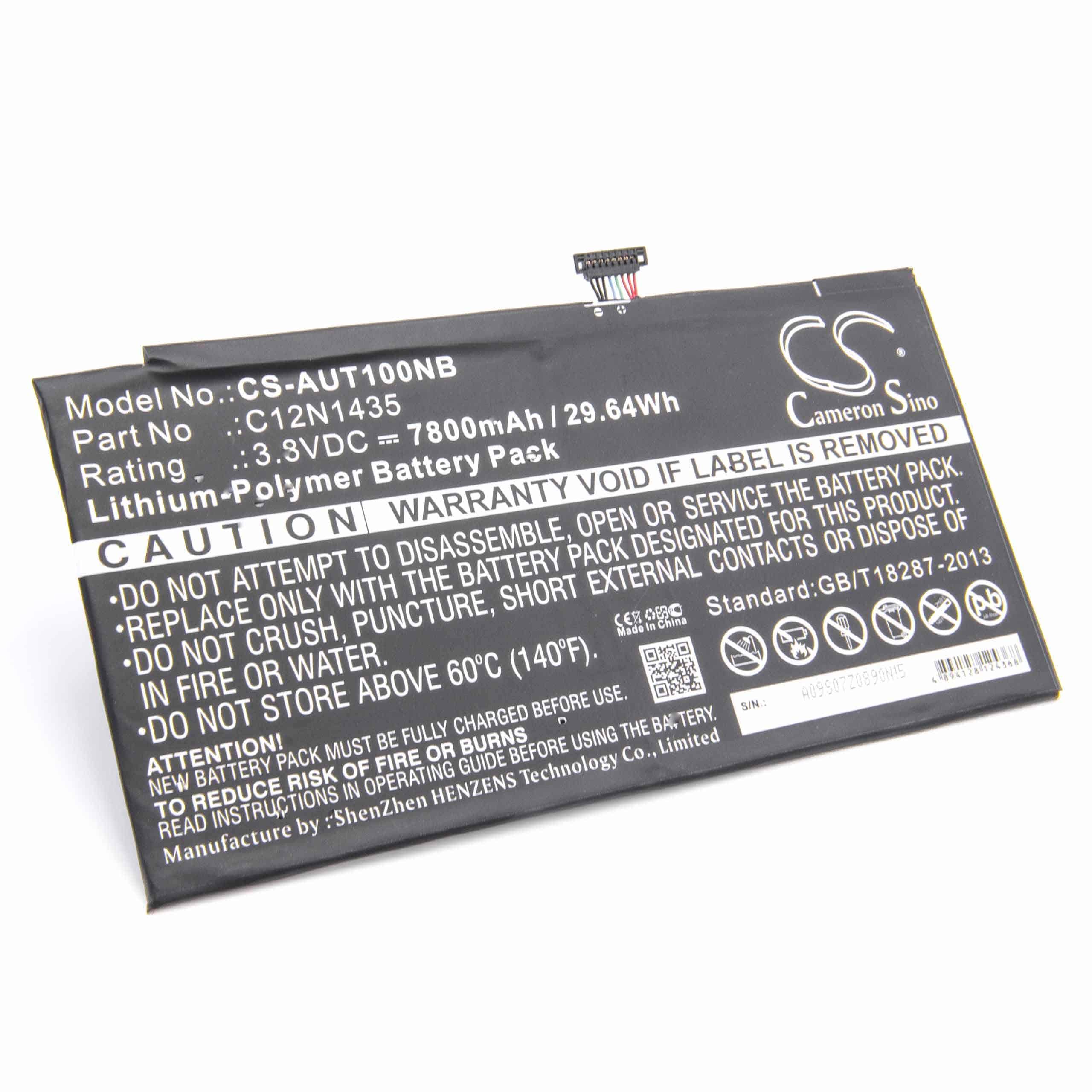 Batterie remplace Asus C12-N1435, C12N1435 pour tablette - 7800mAh 3,8V Li-polymère