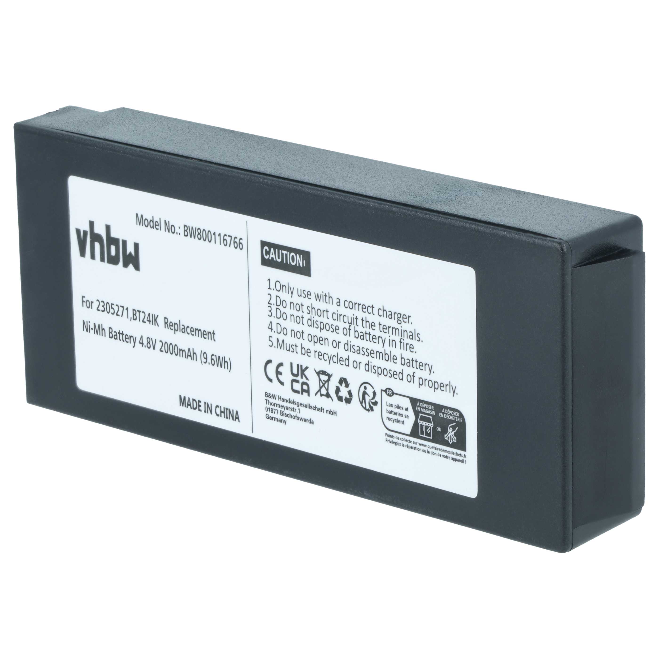 Batería reemplaza Danfoss 2305271, BT24IK sistema control - 2000mAh 4,8V NiMH