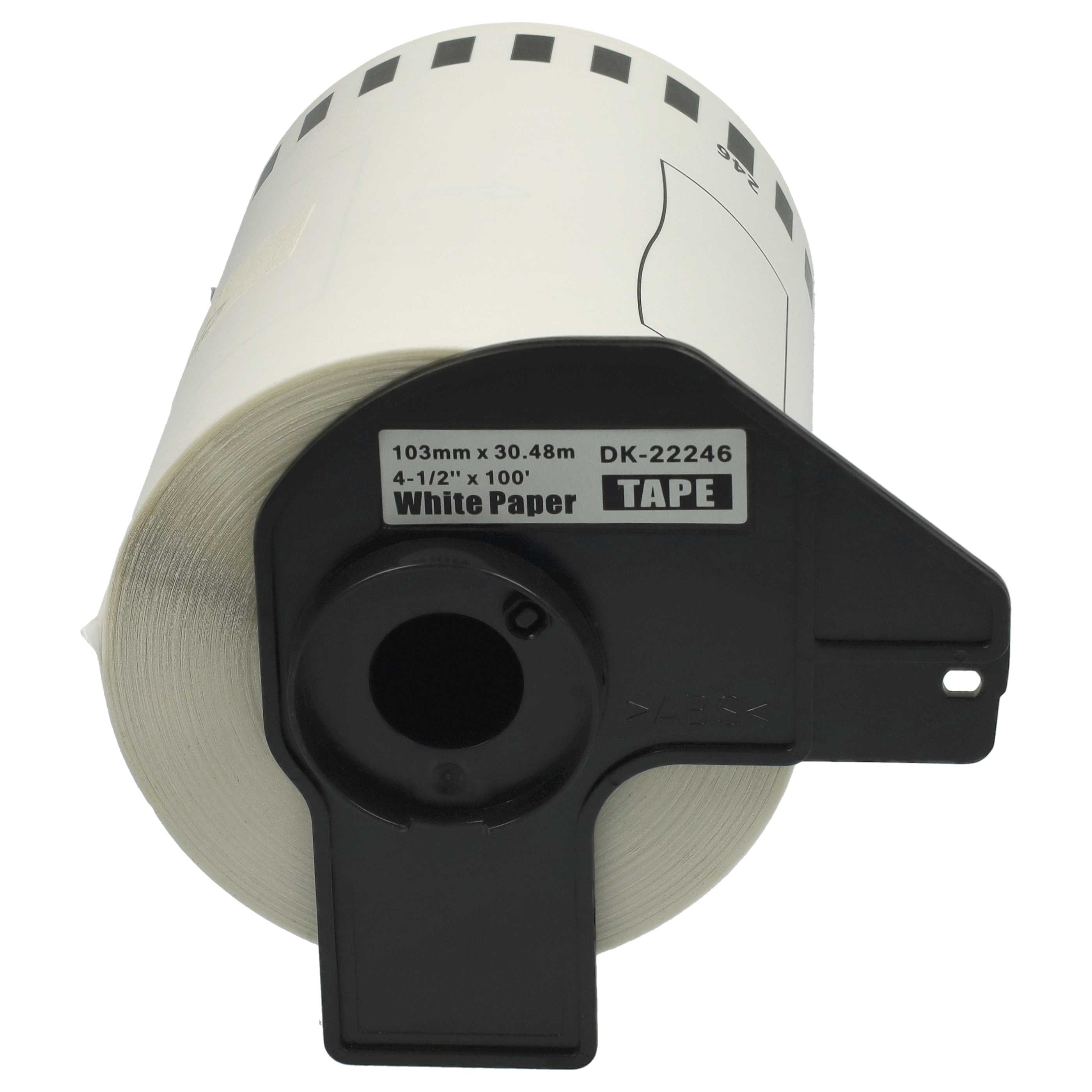 5x Label Roll replaces Brother DK-22246 Labeller - Self-Adhesive 103 mm x 30.48 m + Holder