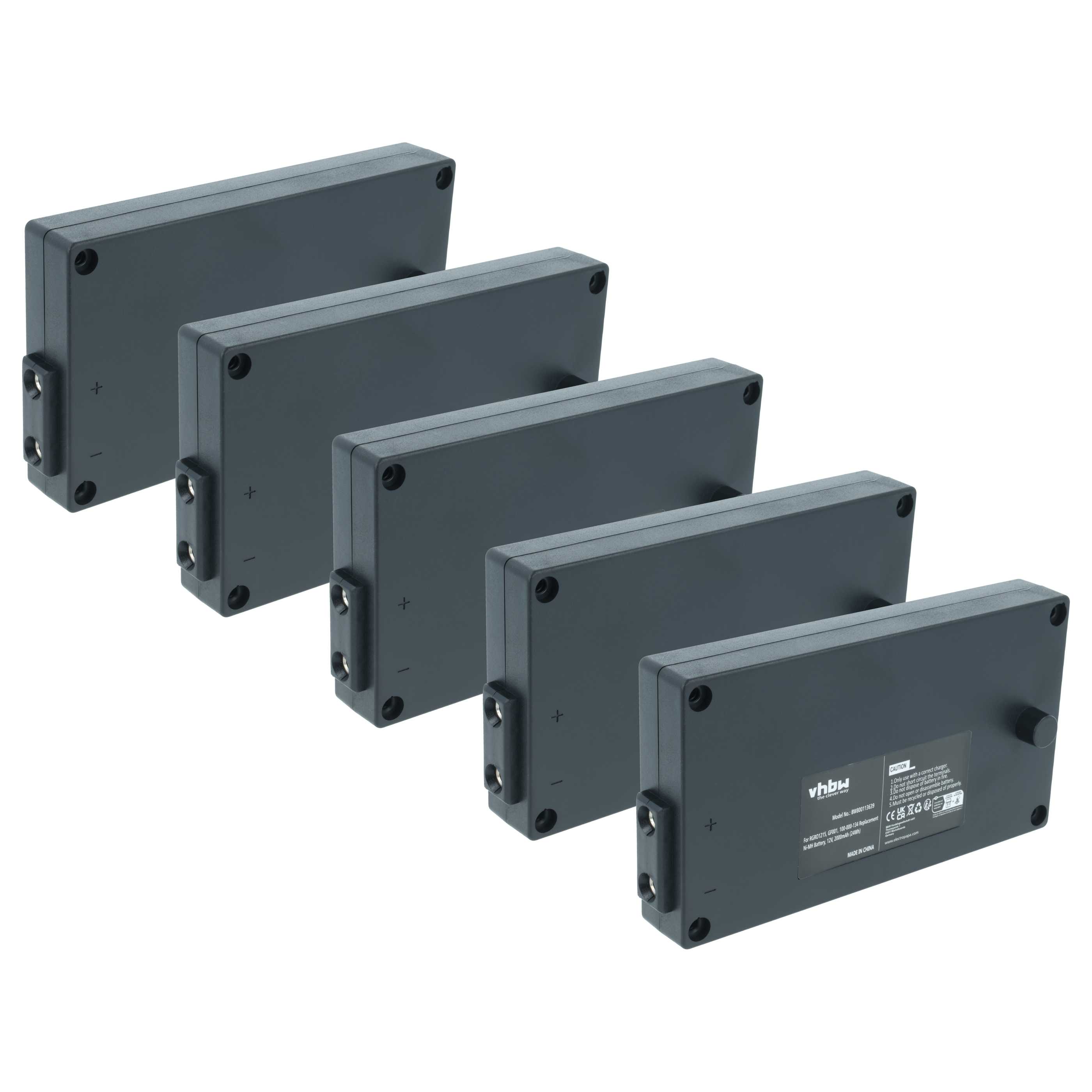 Batterie (5 pièces) remplace Gross Funk RGRO1215, 738010957, GF001, 100-000-134 - 2000mAh 12V NiMH