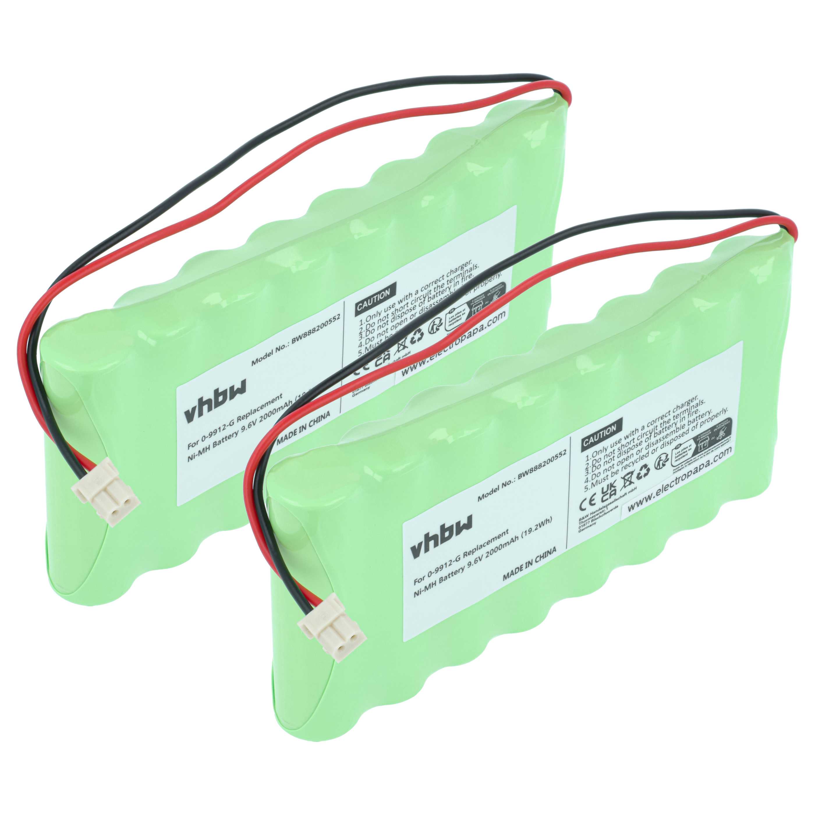 2x Akumulator do alarmu zamiennik Visonic 100729, 103-300672, GP130AAH6BMX, 0-9912-G - 2000 mAh 9,6 V NiMH