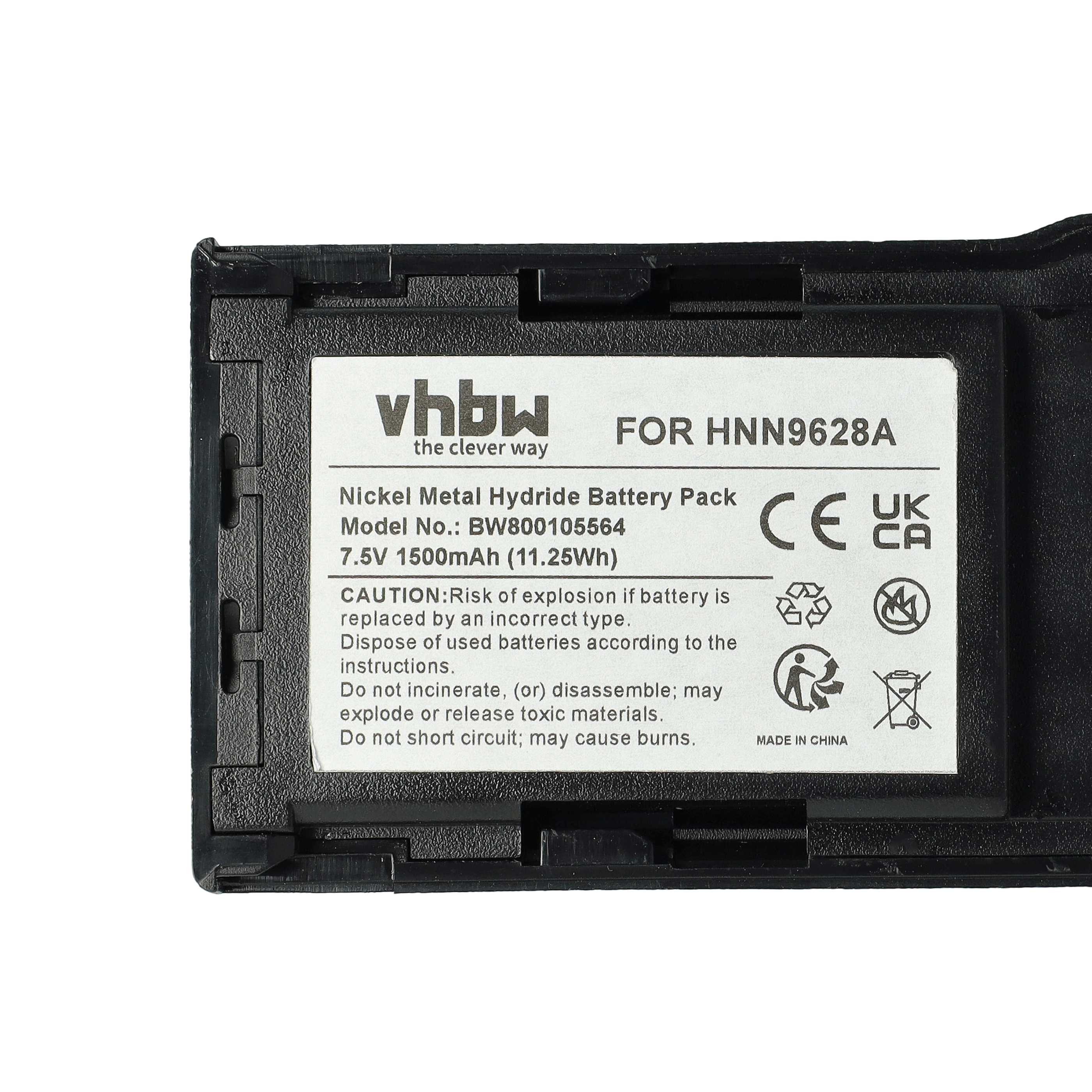 Radio 2x Battery replaces Motorola HNN8133C, HNN9628A, HNN8308A, HNN9628 - 1500 mAh 7.5 V NiMH + Belt Clip