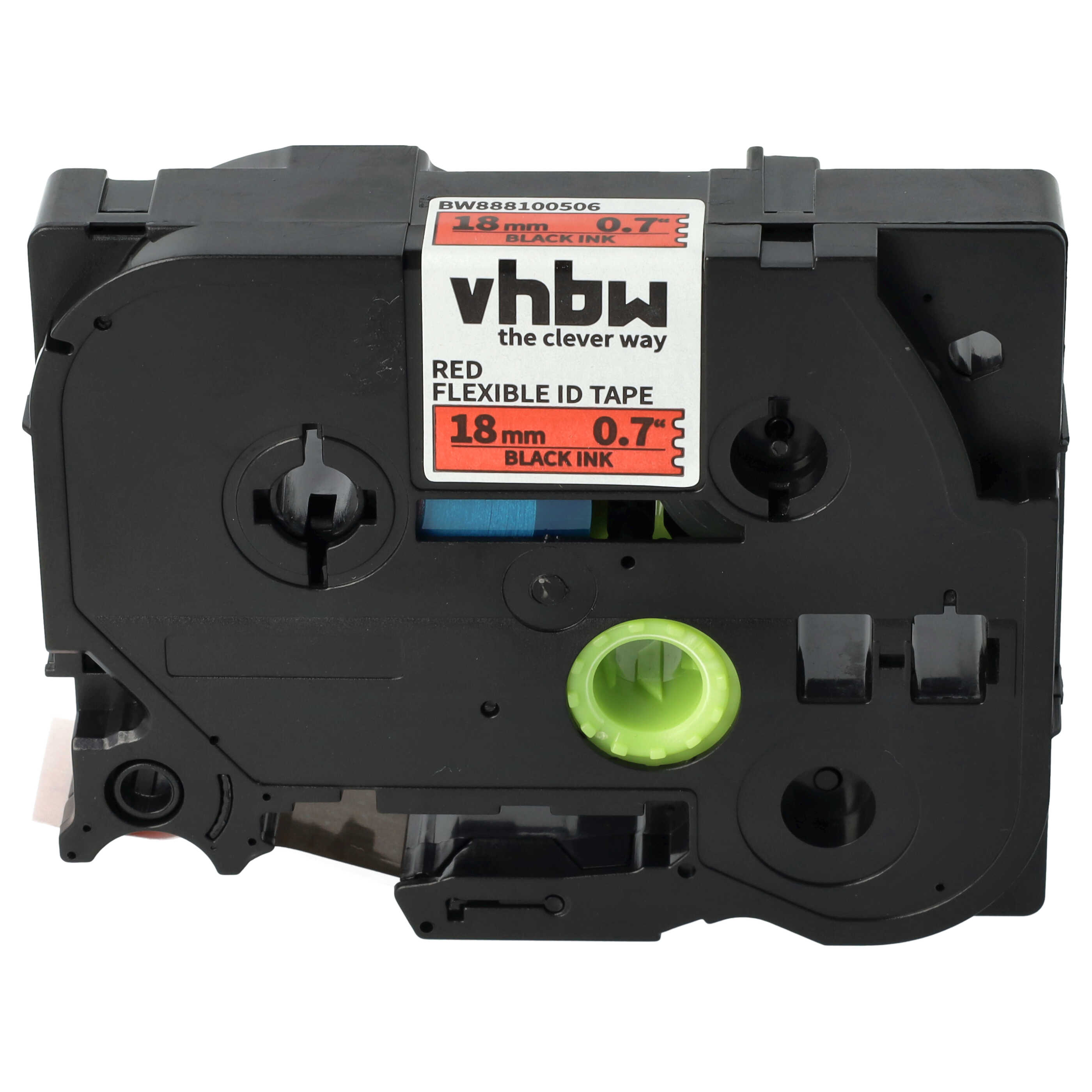 Label Tape as Replacement for Brother TZFX441, TZeFX441, TZ-FX441, TZE-FX441 - 18 mm Black to Red, Flexible