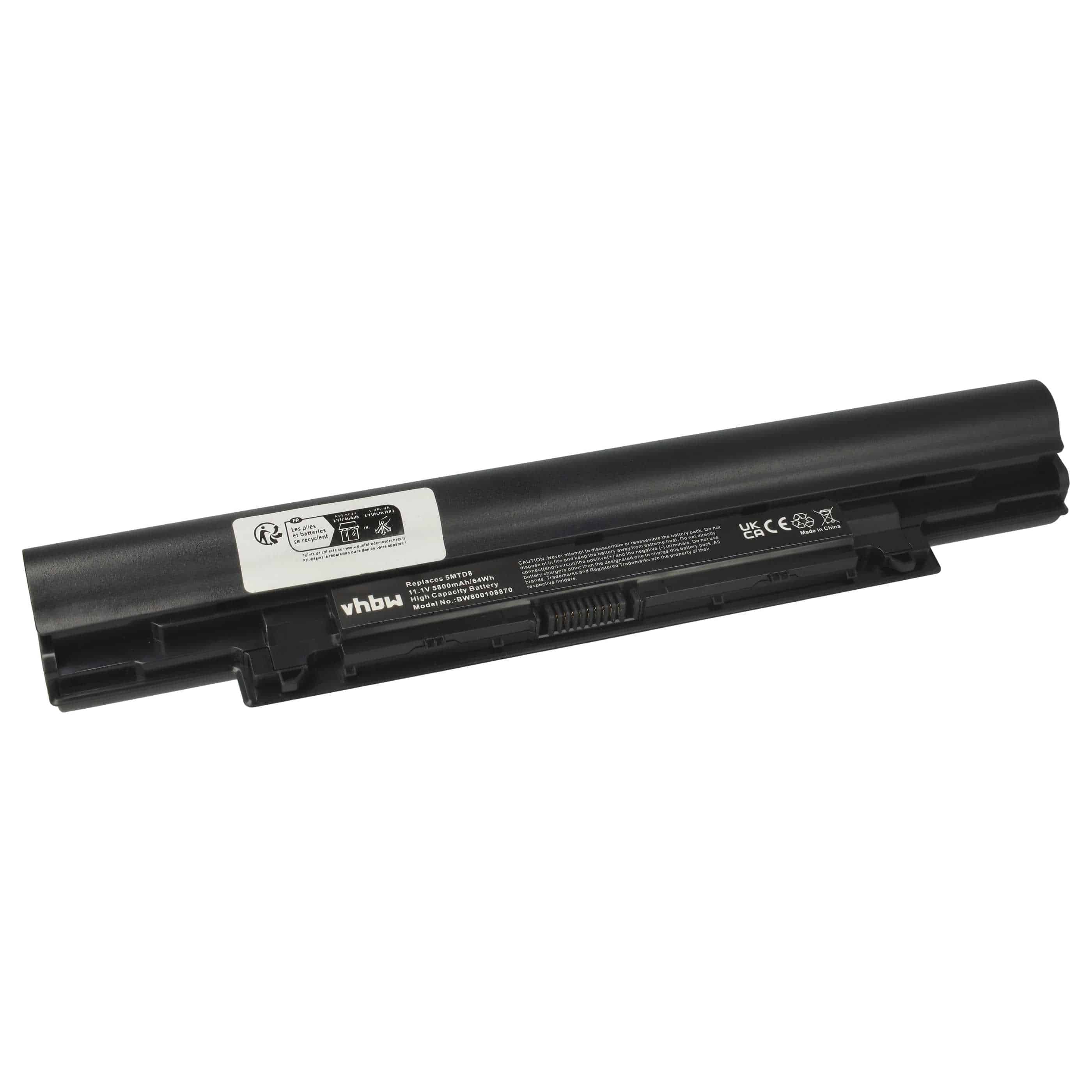 Akumulator do laptopa zamiennik Dell YFOF9, YFDF9, VDYR8, HGJW8, H7WX1, 5MTD8 - 5800 mAh 11,1 V Li-Ion, czarny