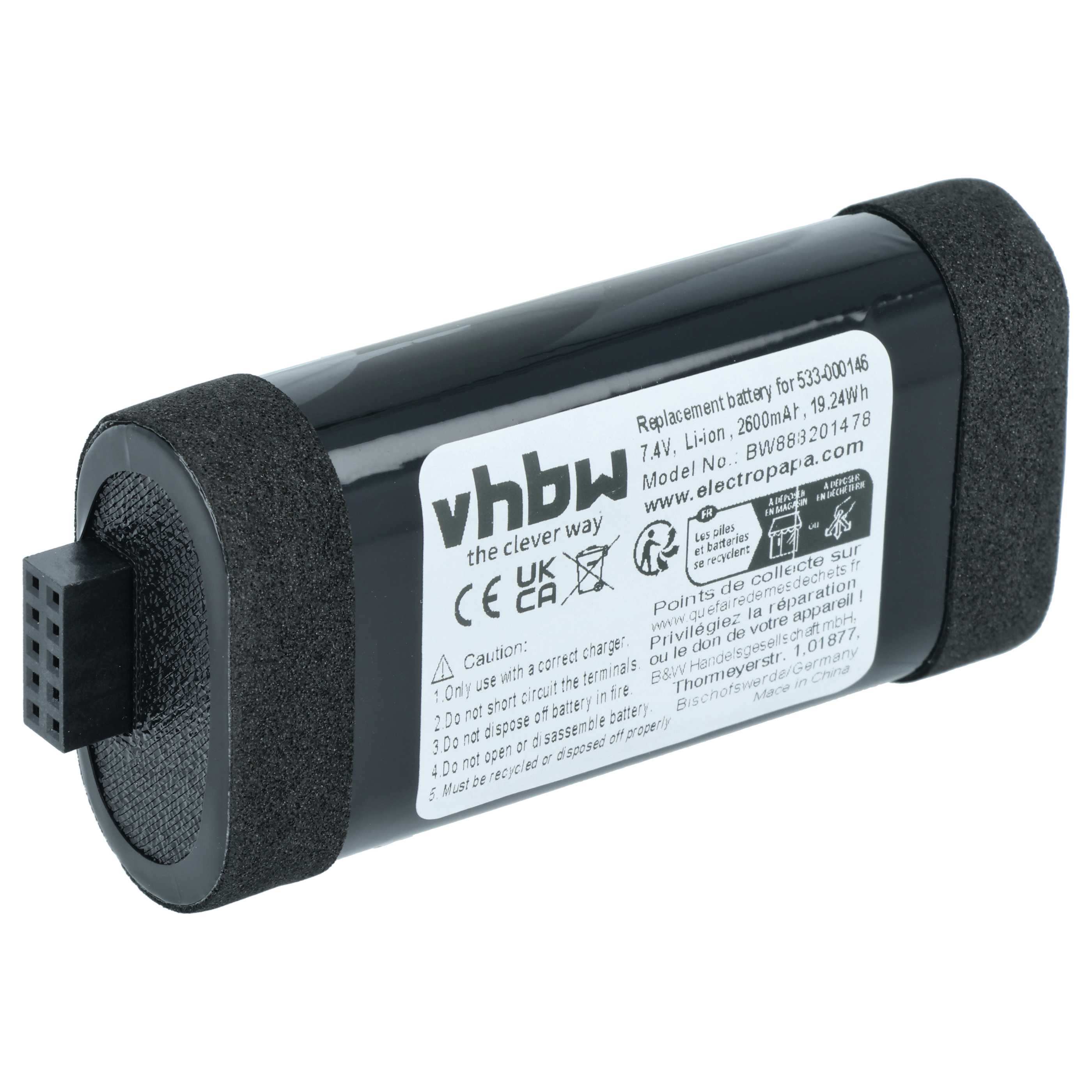 Batteria sostituisce Logitech 533-000146 per altoparlanti - 2600mAh 7,4V Li-Ion