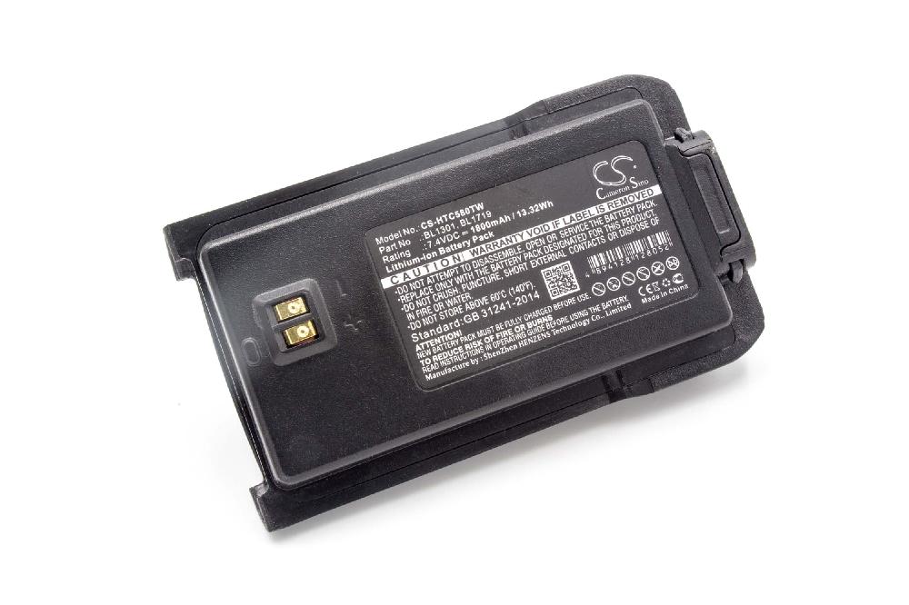 Batterie remplace Hyt / Hytera BL1719, BL2407, BL1301 pour radio talkie-walkie - 1800mAh 7,4V Li-ion