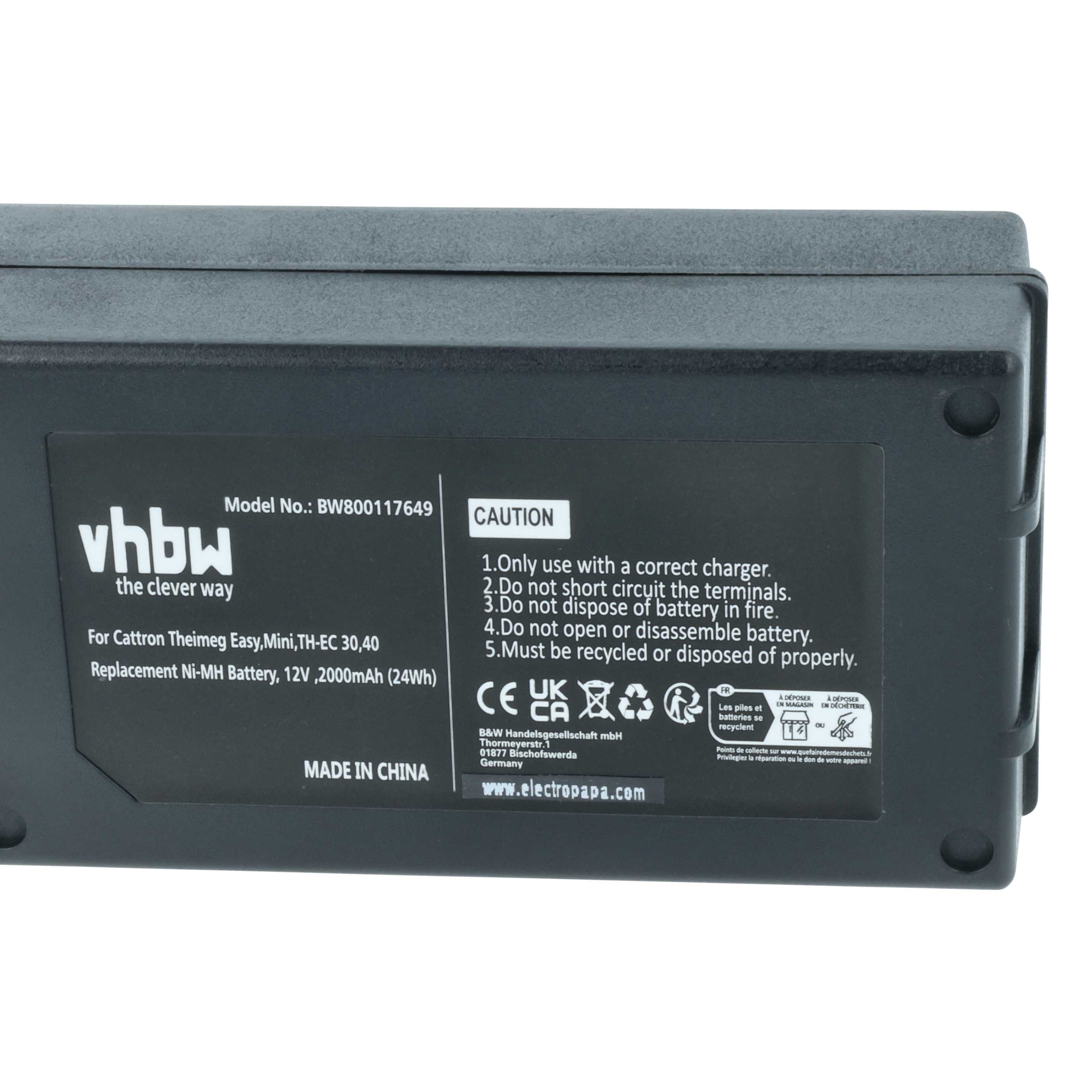 Akku (2 Stück) als Ersatz für Cattron Theimeg BT081-00053, BT081-00061 Steuerung - 2000mAh 12V NiMH