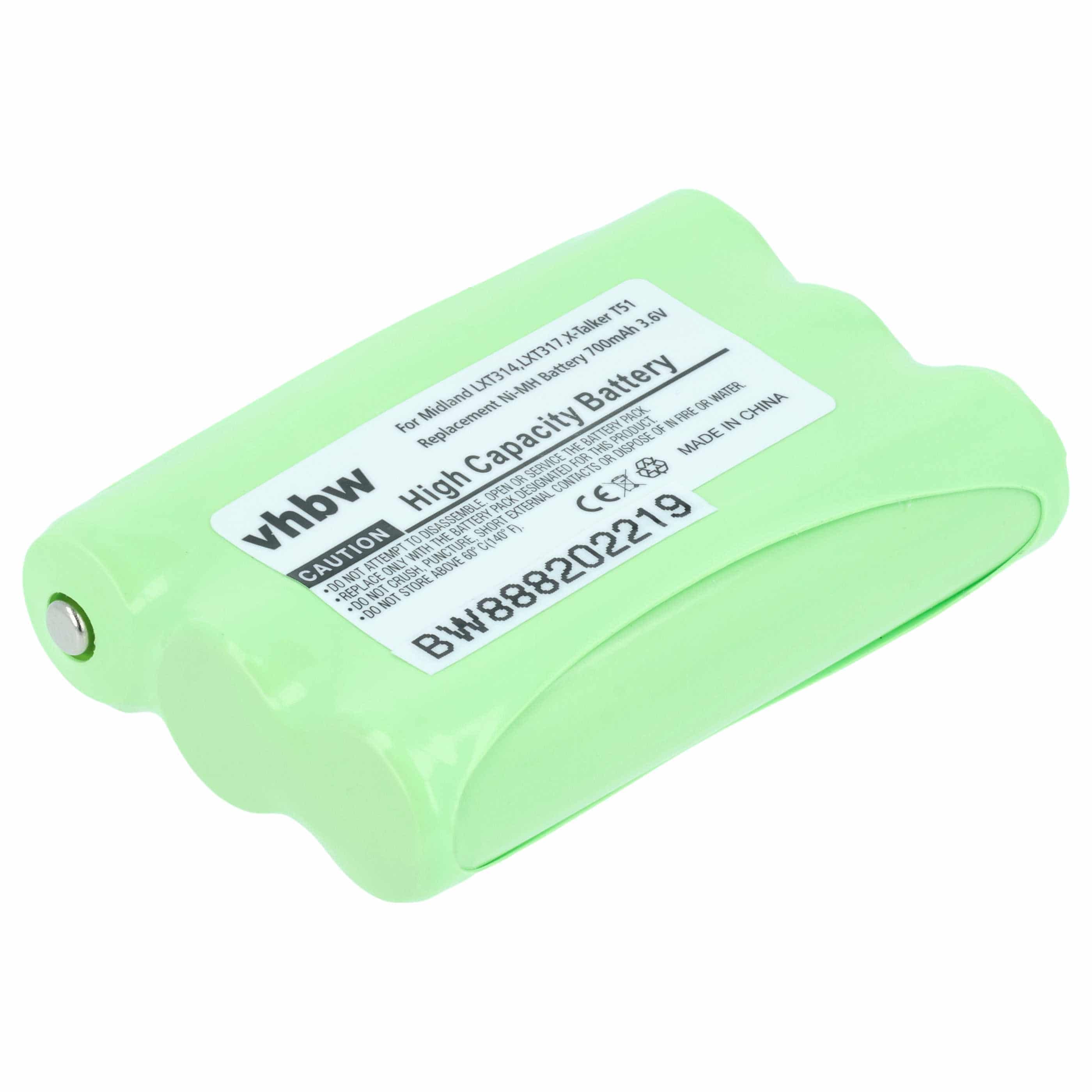 Radio 2x Battery replaces Midland AVP14, BATT3R - 700 mAh 3.6 V NiMH