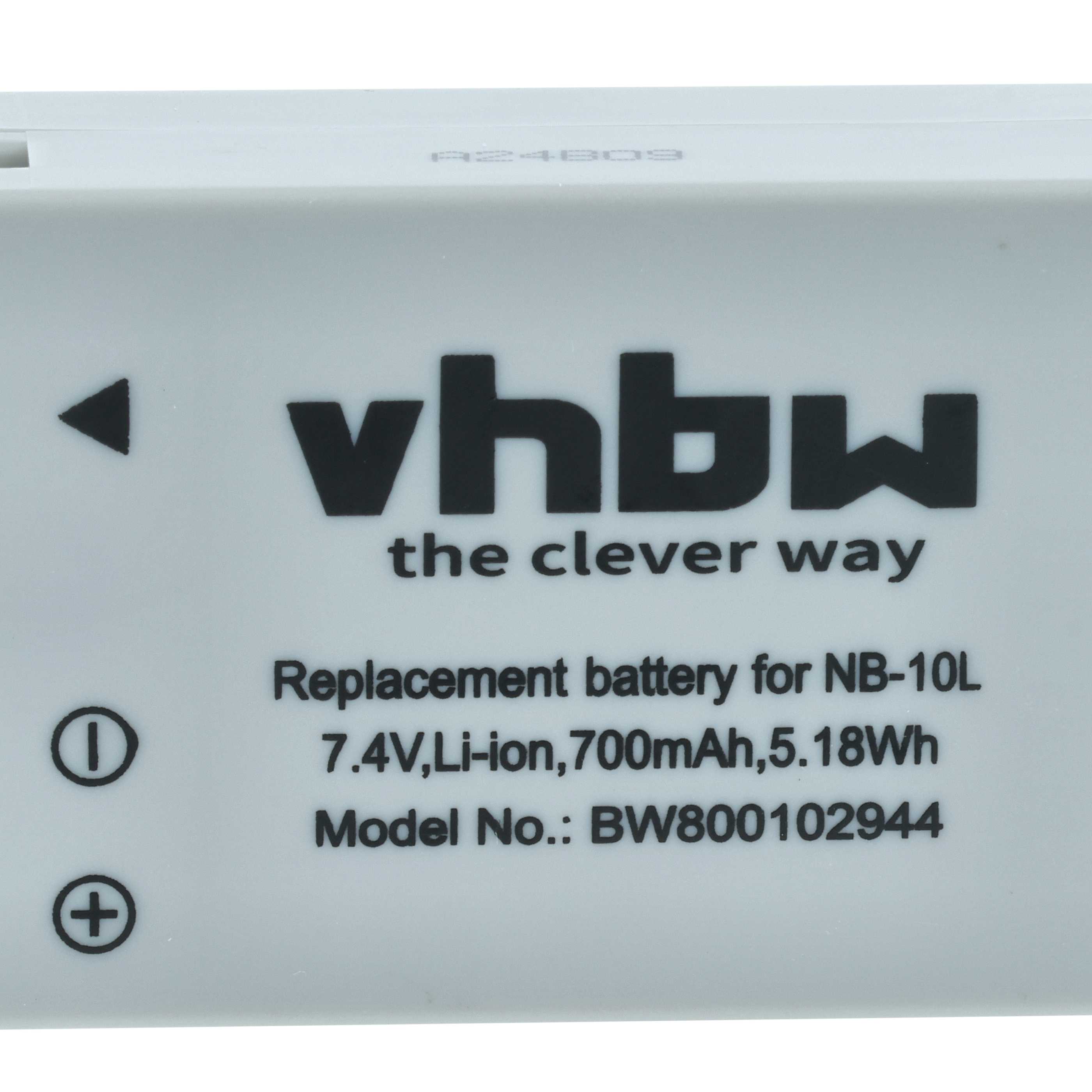 2x Battery replaces Canon NB-10L - 700mAh, 7.4V, Li-Ion