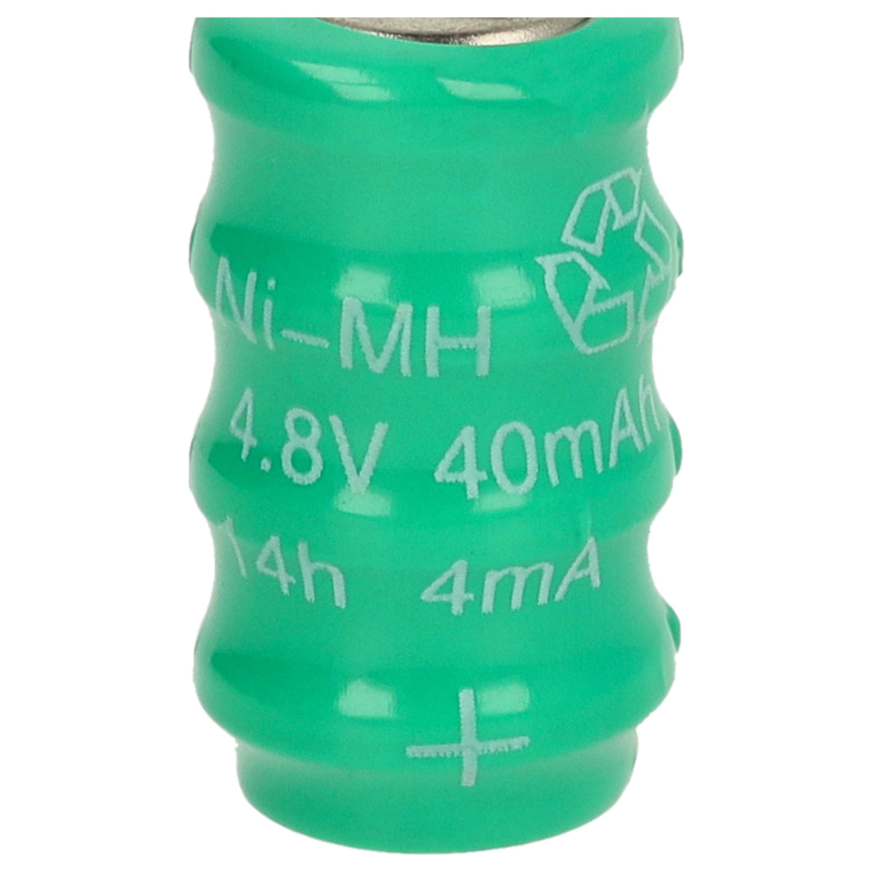 Button Cell Battery Type V40H 2 Pins for Model Building Solar Lamps etc. - 40 mAh 4.8 V NiMH