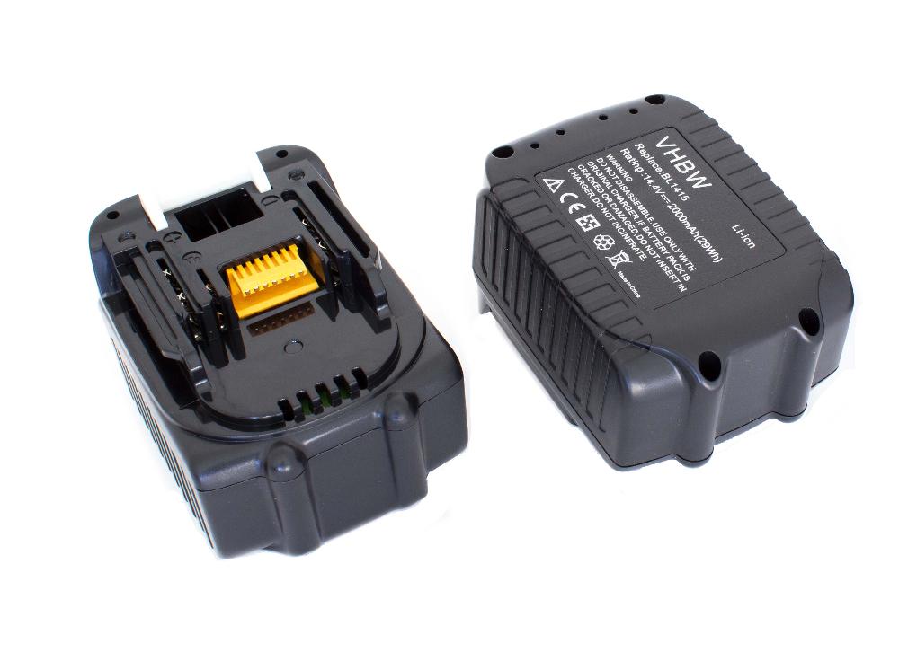 Batteries (2x pièces) remplace Makita 194065-3, 194066-1 pour outil électrique - 2000 mAh, 14,4 V, Li-ion