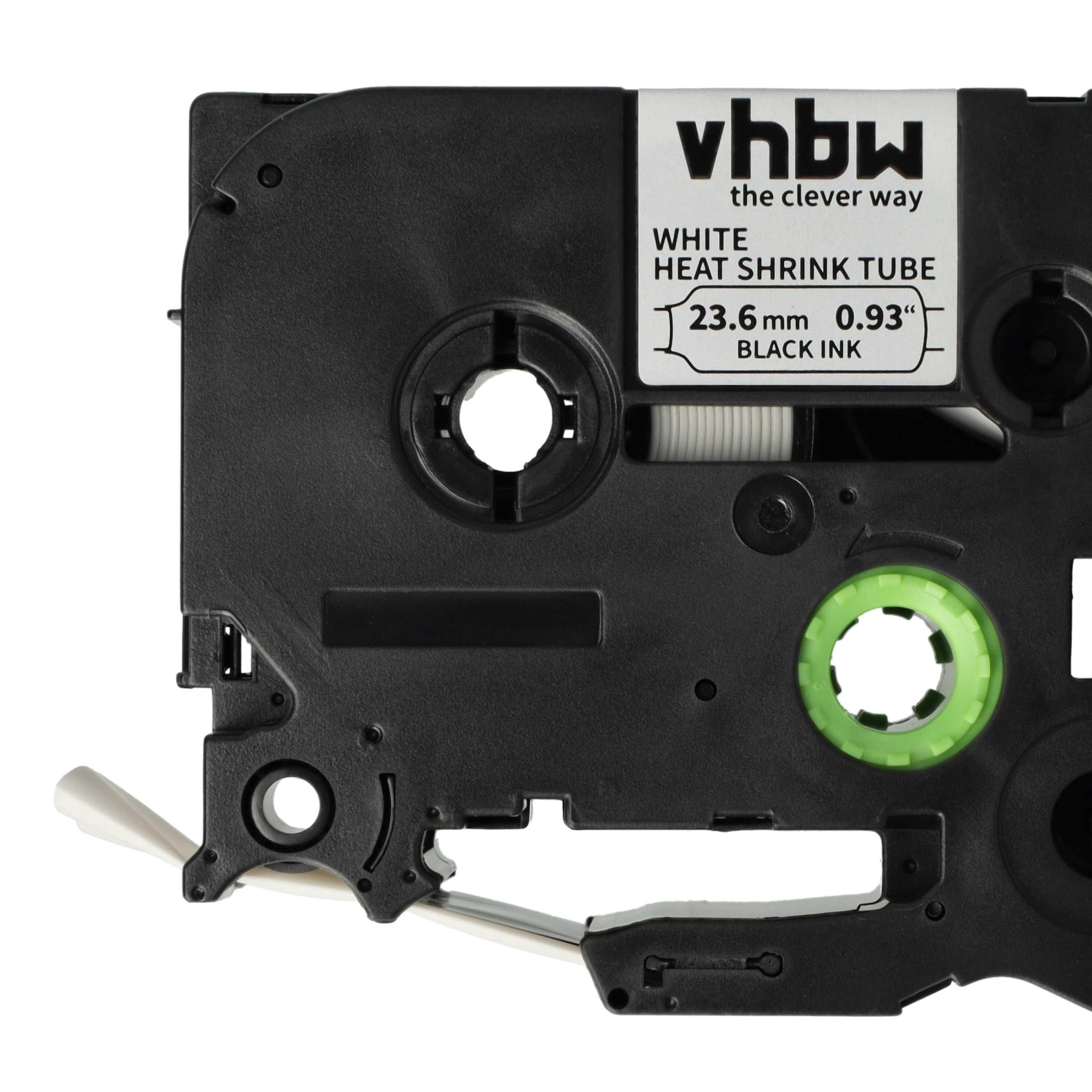 Cassette à ruban remplace Brother AHS-251 - 23,6mm lettrage Noir ruban Blanc, thermorétractable, 23,6 mm