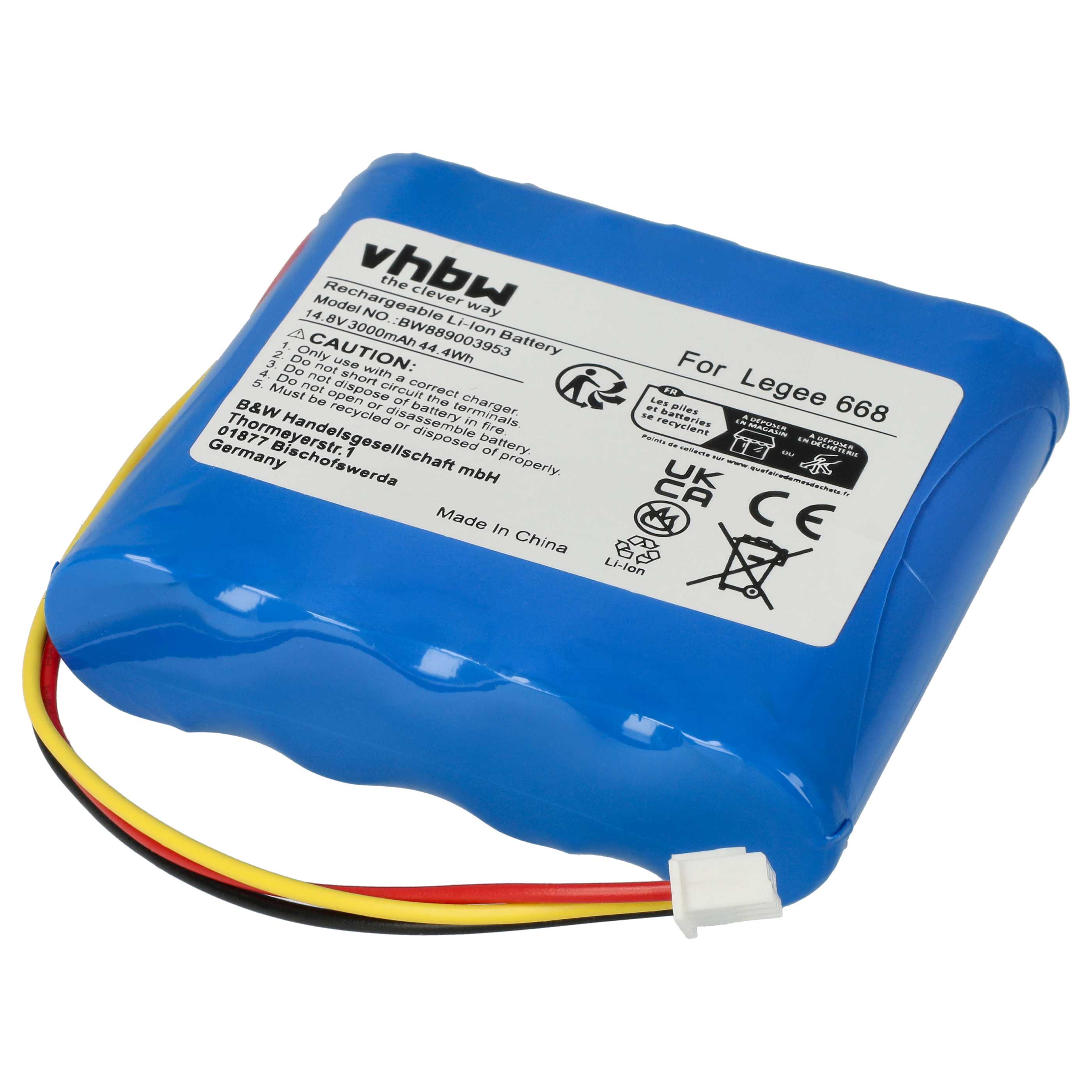 Battery replaces Hobot HB668P108 for Hobot 3000mAh, 14.8V, Li-Ion