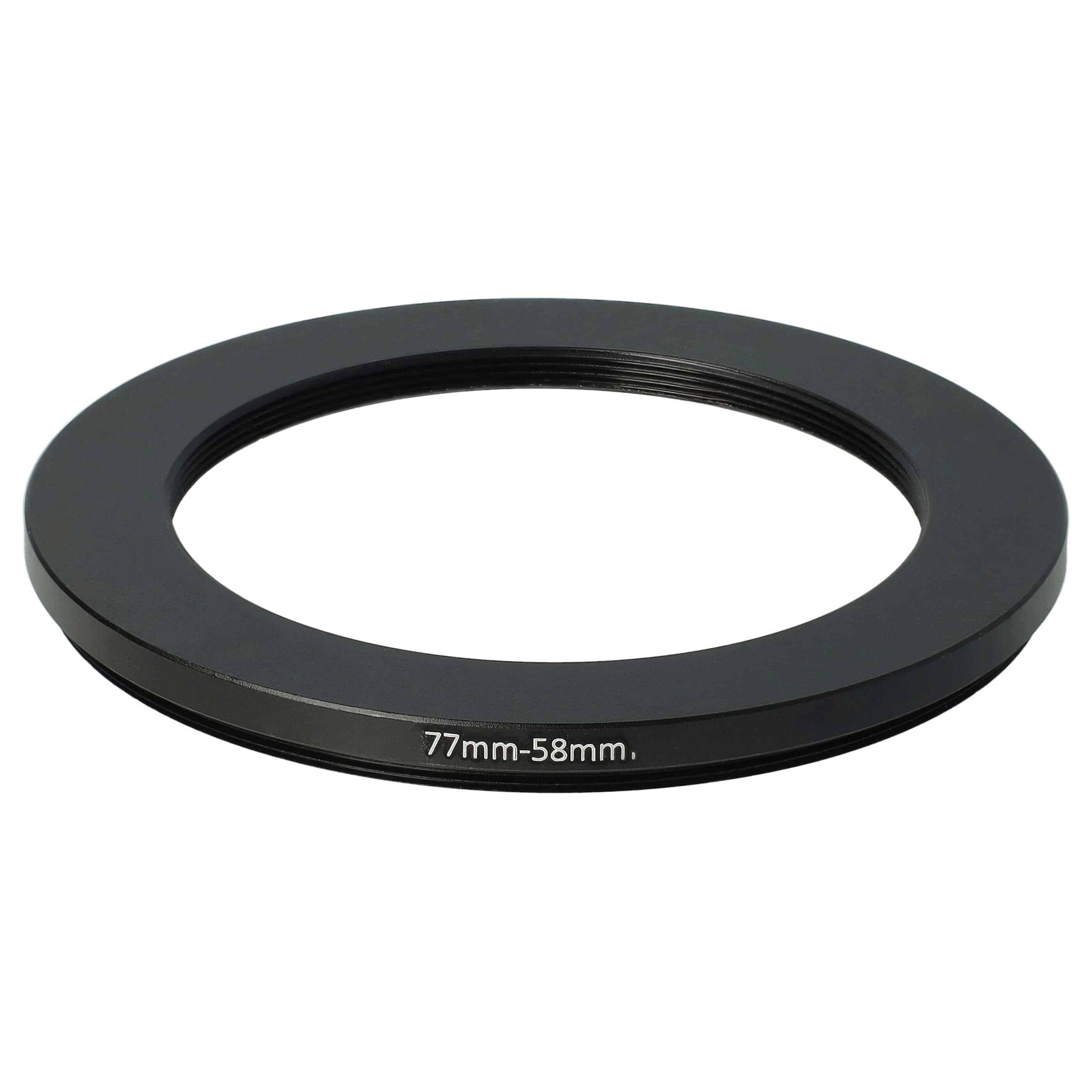 Step-Down-Ring Adapter von 77 mm auf 58 mm passend für Kamera Objektiv - Filteradapter, Metall, schwarz