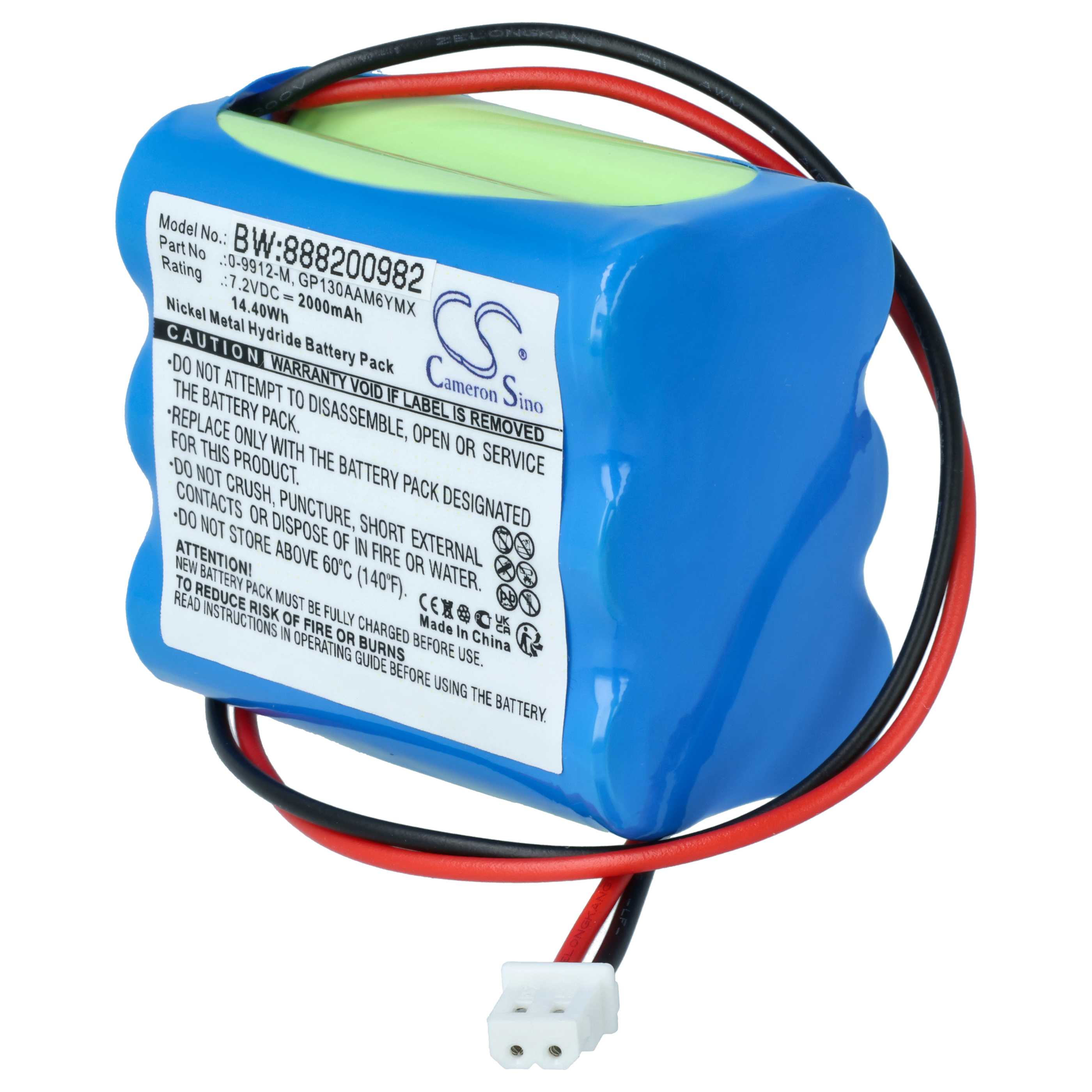 2x Batteries remplace BT GP100AAS6YMX, GP130AAM6YMX pour centrale d'alarme Visonic - 2000mAh 7,2V NiMH