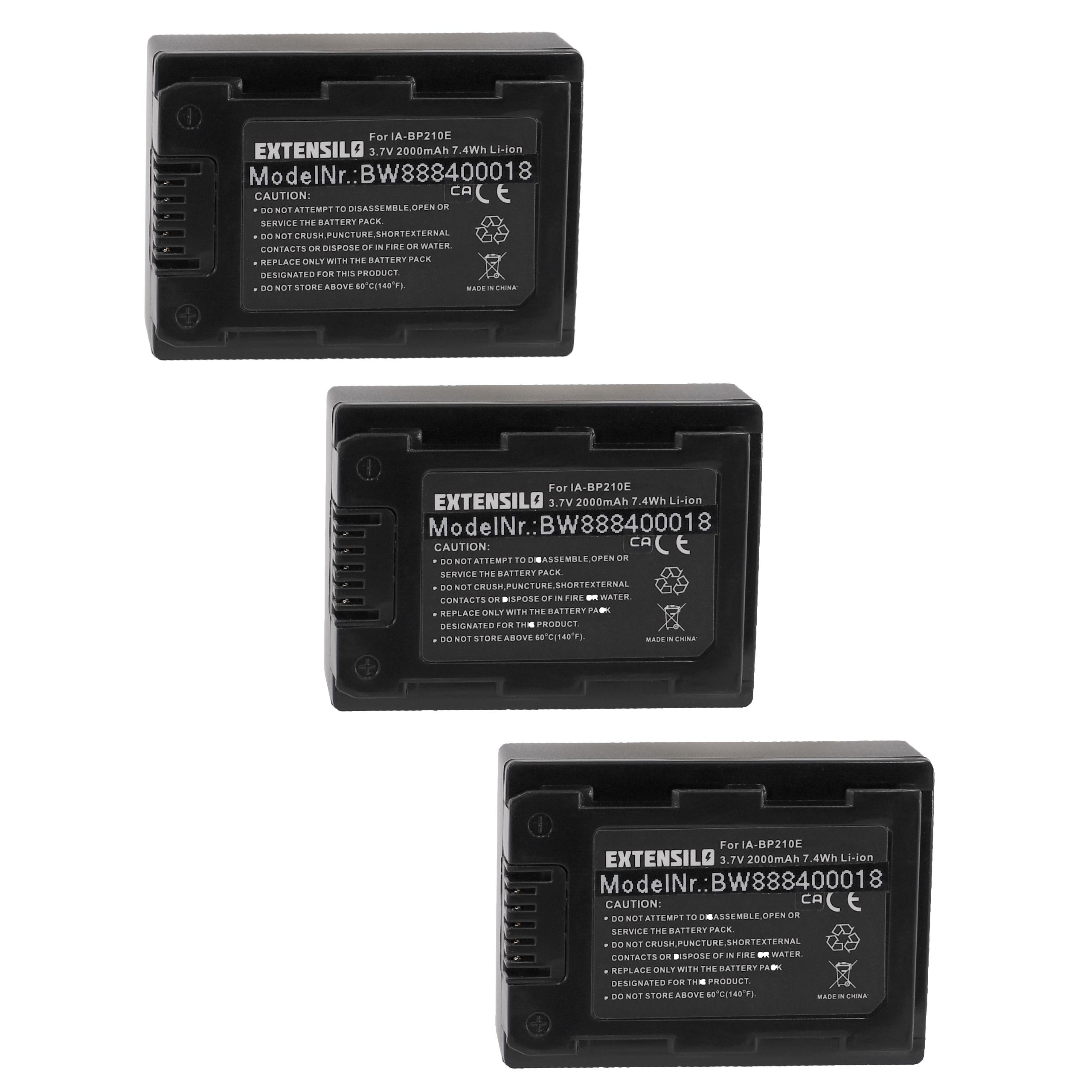 3x Battery replaces Samsung IA-BP210E, CS-BP120E, IA-BP210 - 2000mAh, 3.7V, Li-Ion