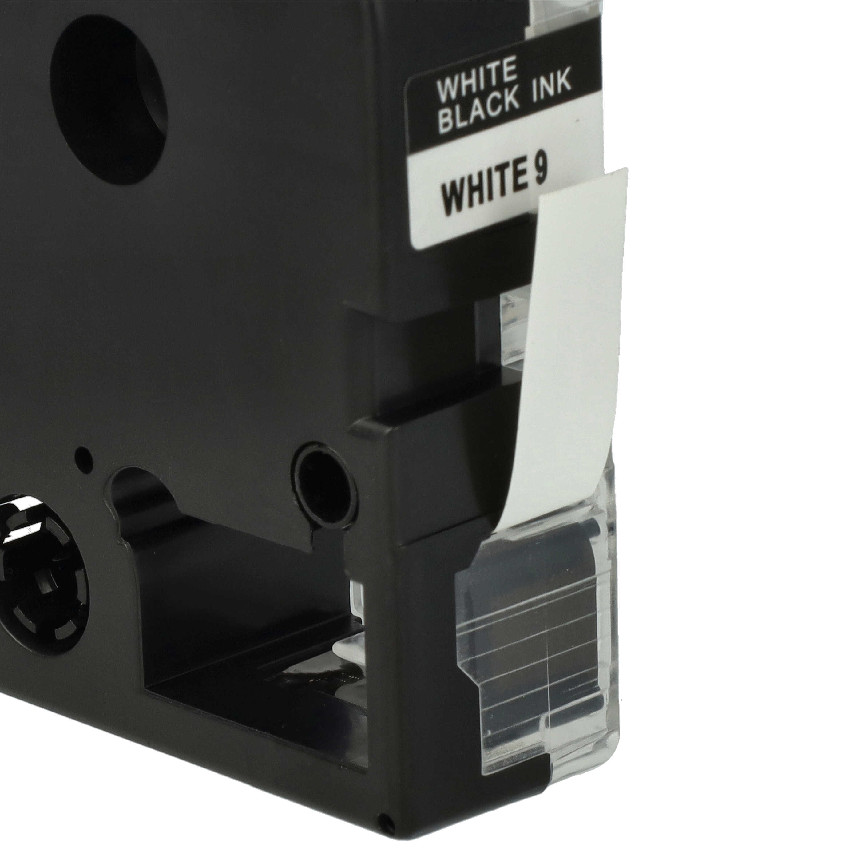 10x Schriftband als Ersatz für Epson SS9KW, LC-3WBN - 9mm Schwarz auf Weiß