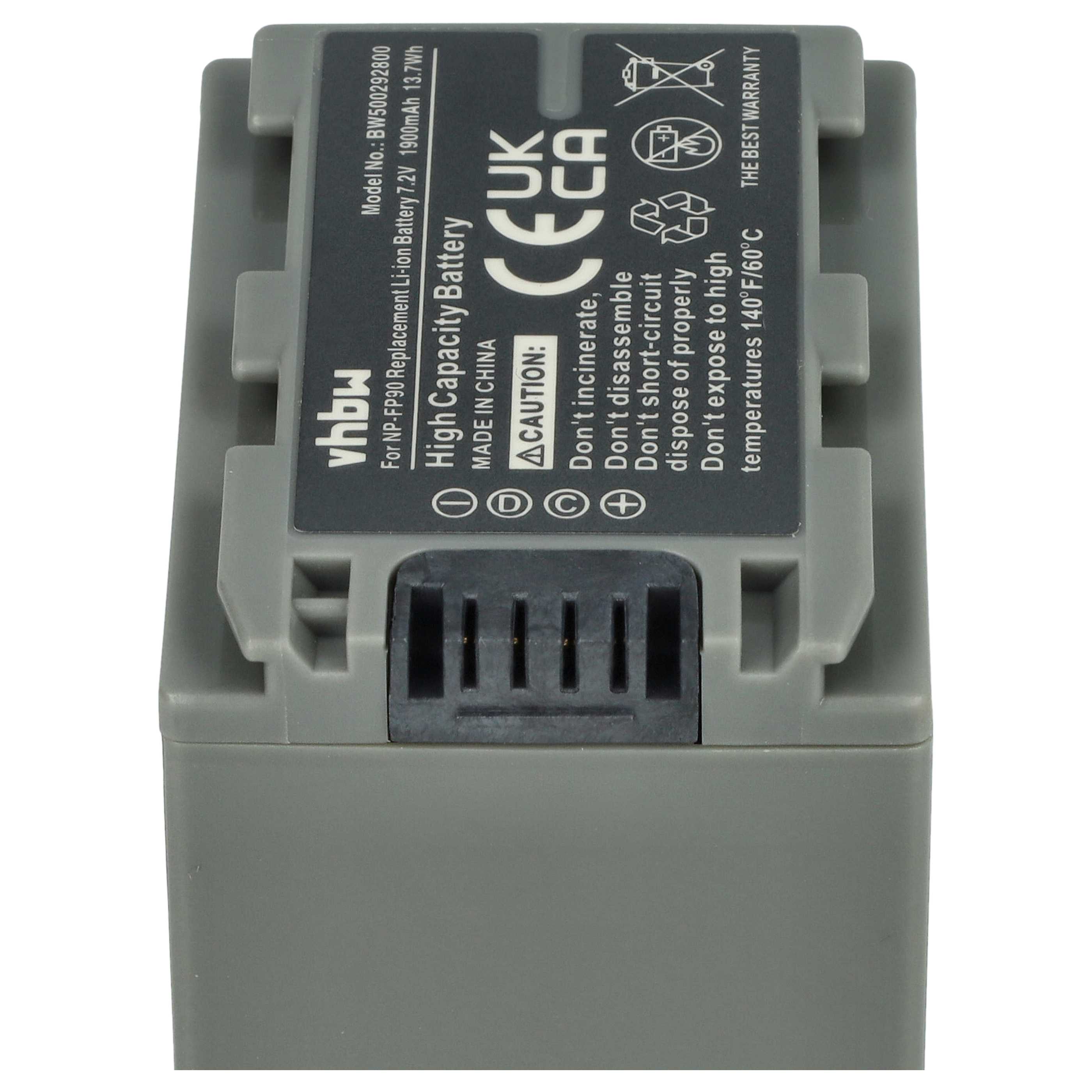 Batteria per videocamera sostituisce Sony NP-FP60, NP-FP51, NP-FP50, NP-FP30, NP-FP70 - 1900mAh 7,2V Li-Ion