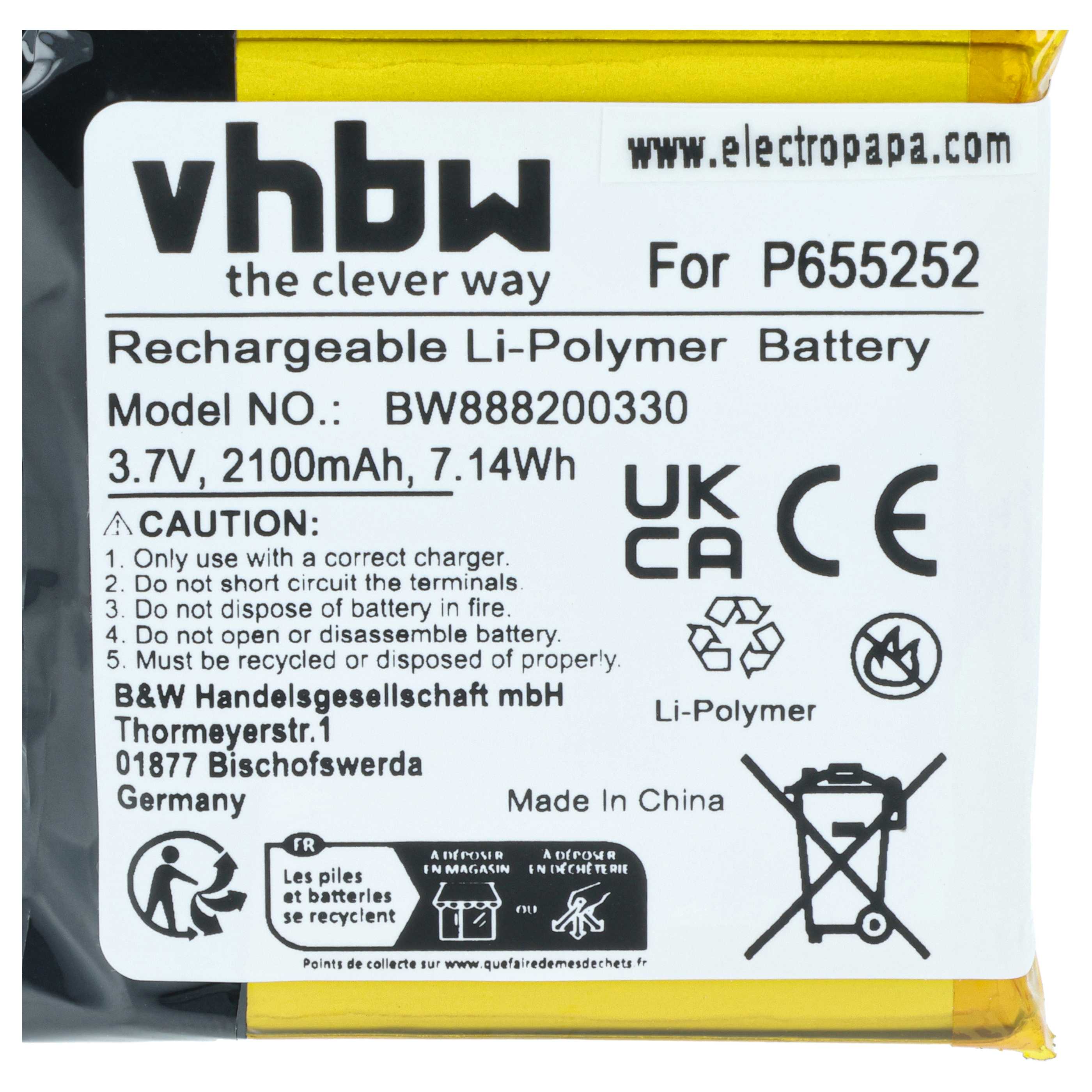 Akumulator do głośnika zamiennik Harman Kardon P655252 - LiPo 2100mAh