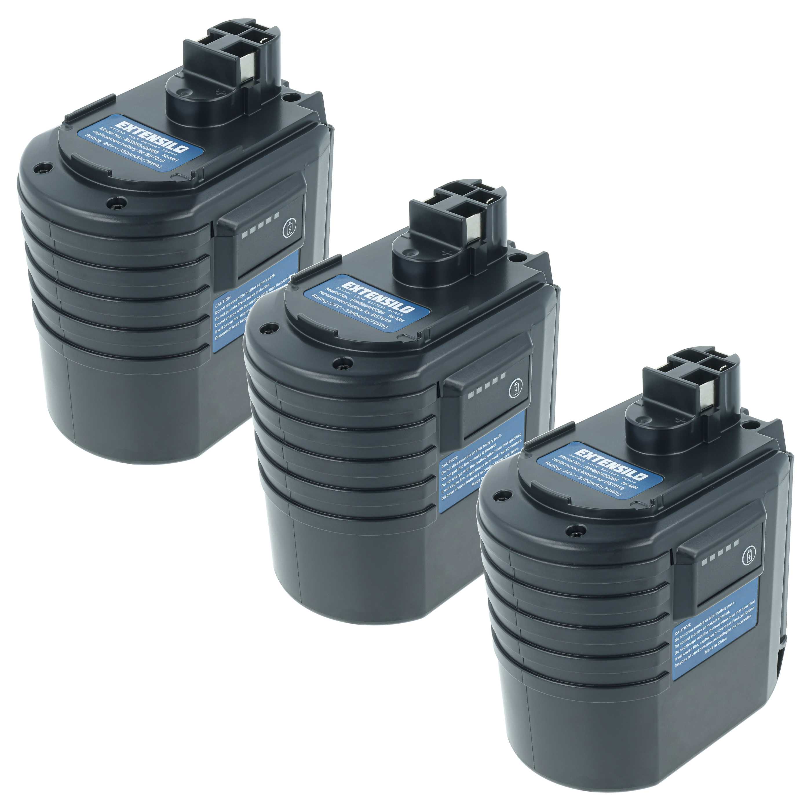 Akku (3x Stück) 24V als Ersatz für Bosch 2 607 335 082, 1617334082, 2607335082, 2607335083 - 3,3Ah, NiMH