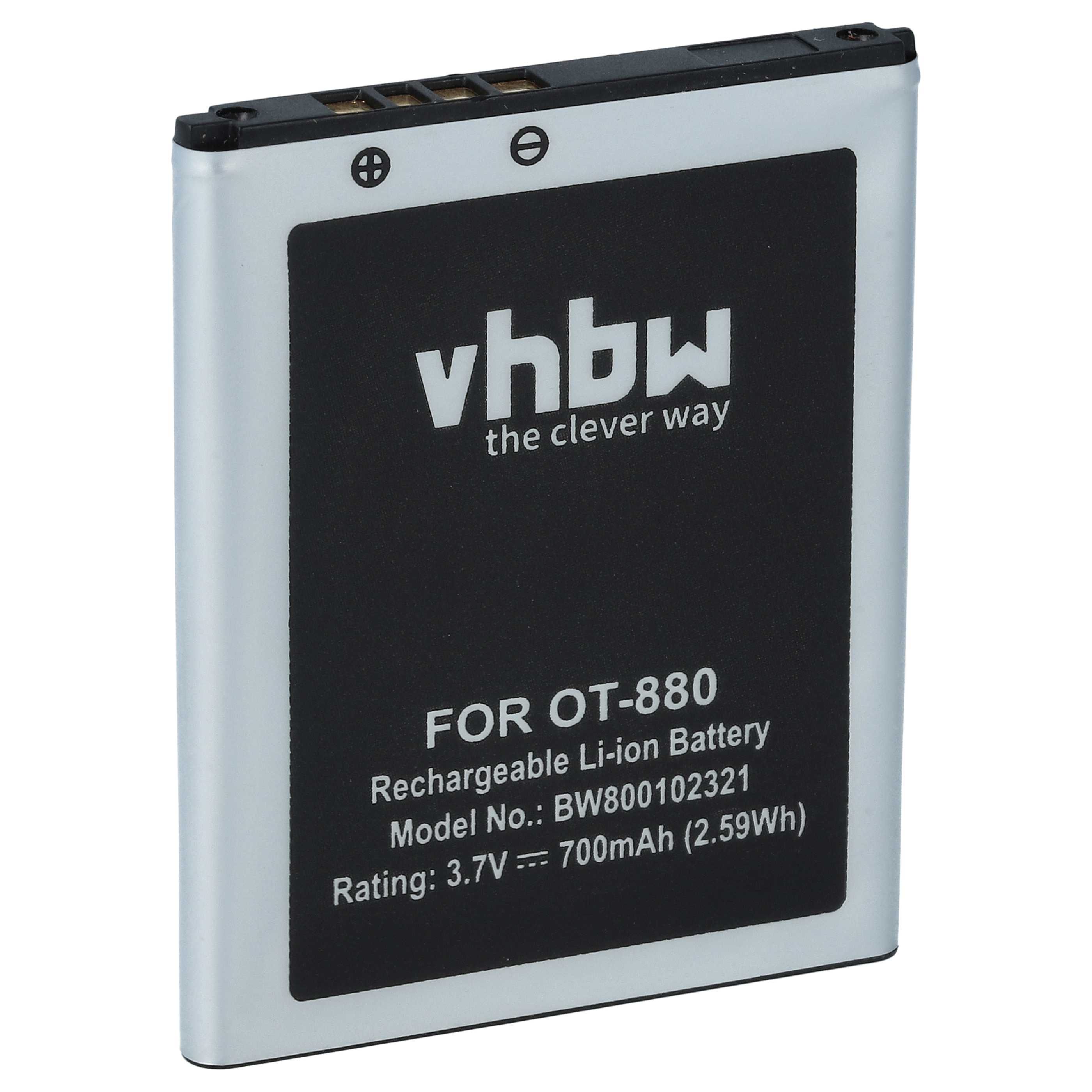Akku als Ersatz für Alcatel BY42, BTR510AB, BTR875B, CAB3120000C1, CAB20K0000C1 - 700mAh 3,7V Li-Ion