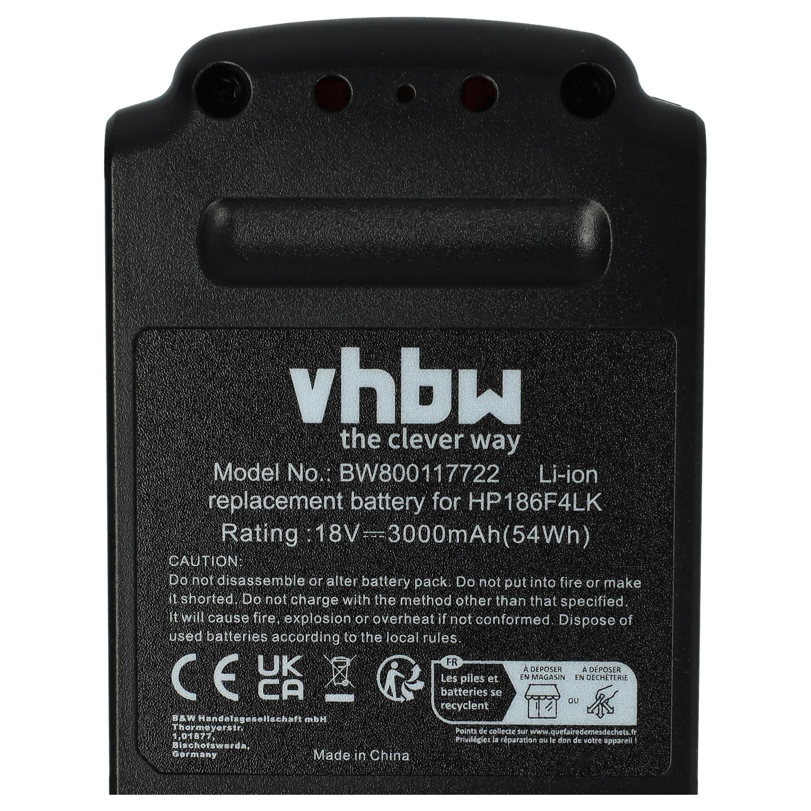 2x Battery replaces Black & Decker BL1318, BL1518, BL1518-XJ Electric Power Tool - 3000 mAh, 18 V, Li-Ion
