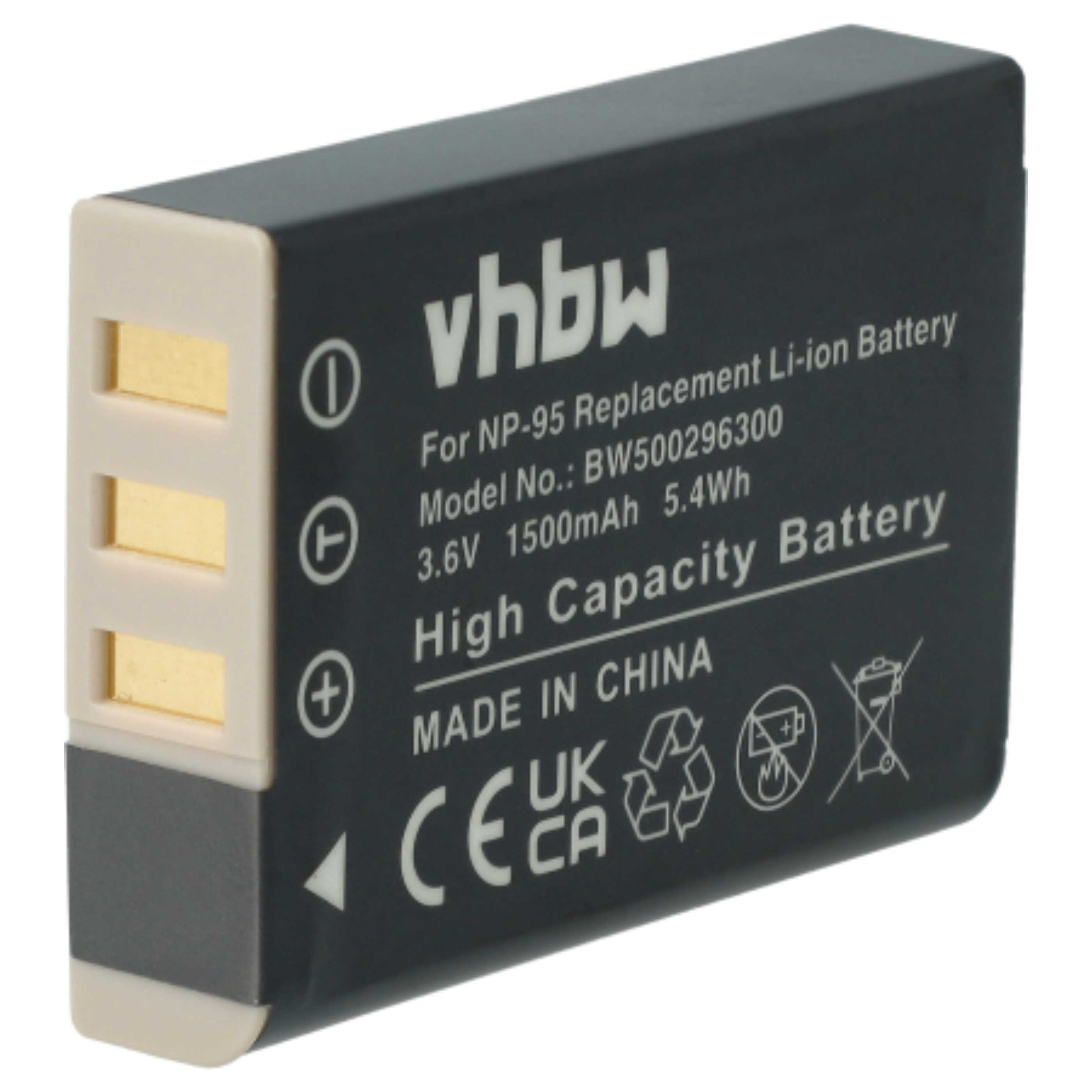 3x Battery replaces Fujifilm NP-95 - 1500mAh, 3.6V, Li-Ion