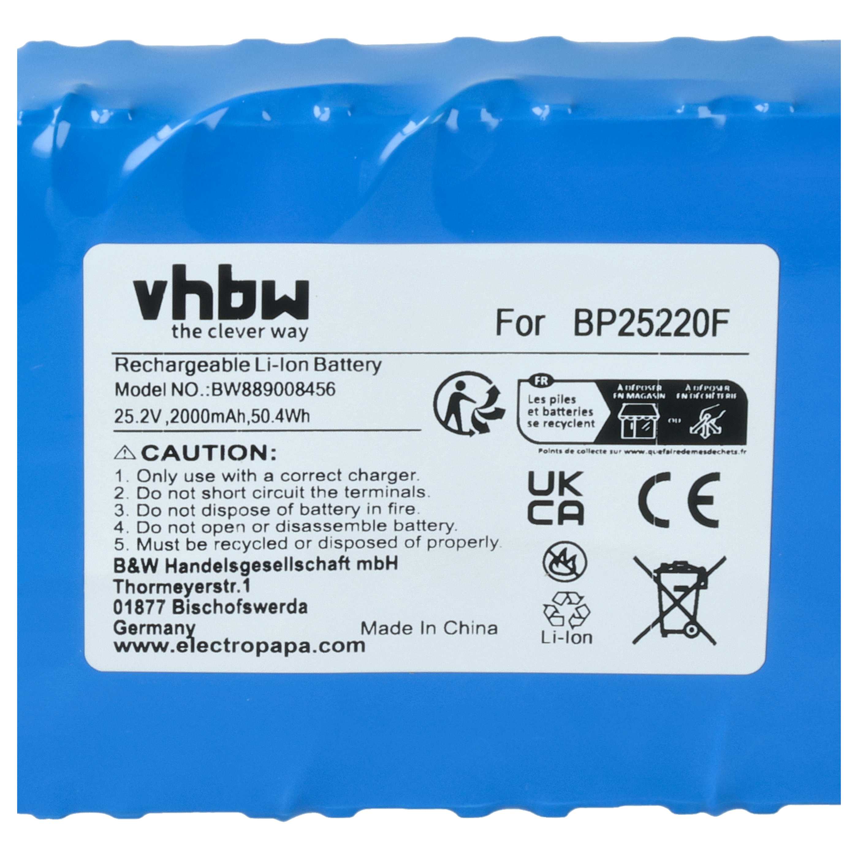 Batterie pour aspirateur Grundig, Eureka, Beko, Midea - 2000mAh 25,2V Li-ion