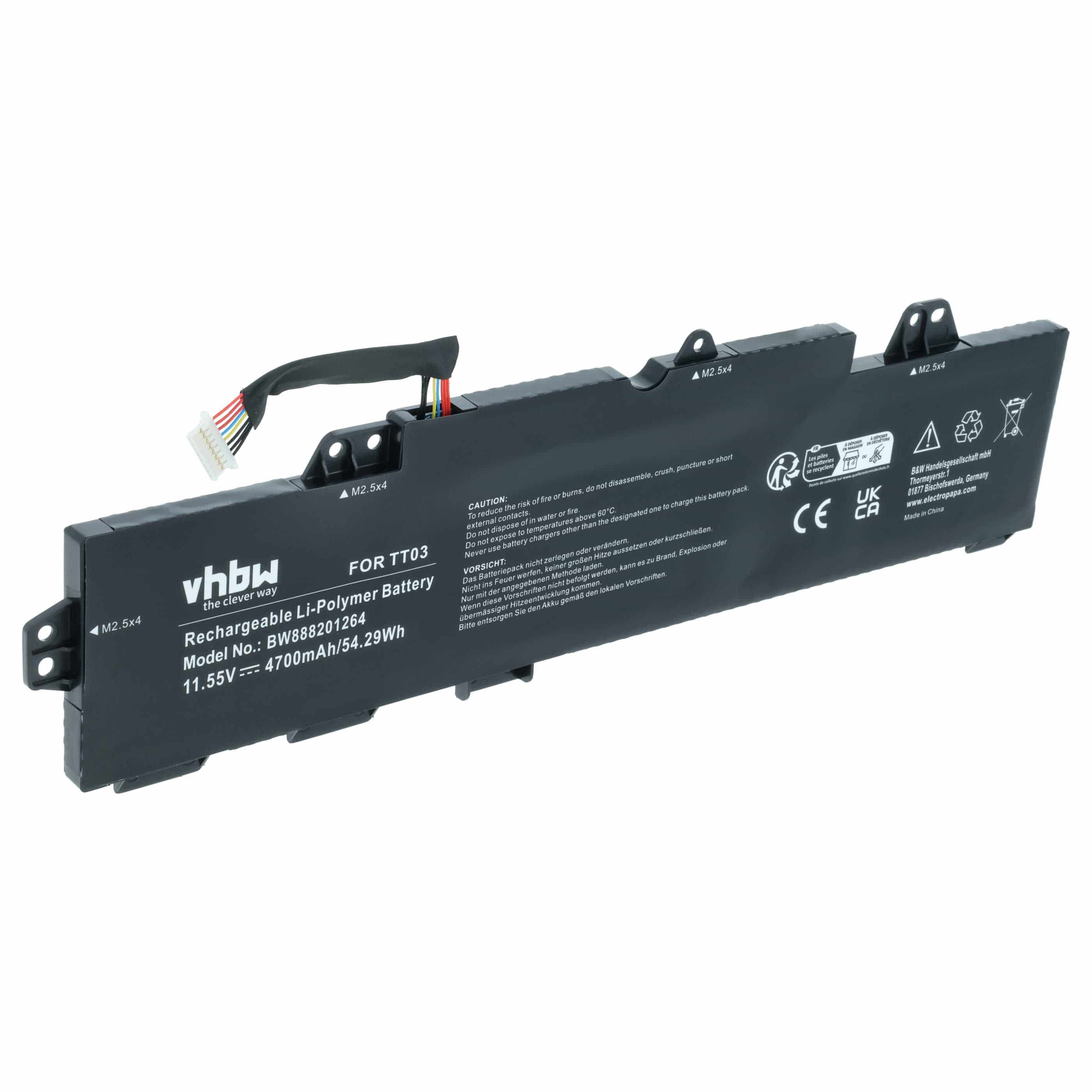 Akumulator do laptopa zamiennik HP 932824-2C1, 932824-1C1, 3RS08UT#ABA - 4700 mAh 11,55 V LiPo, czarny
