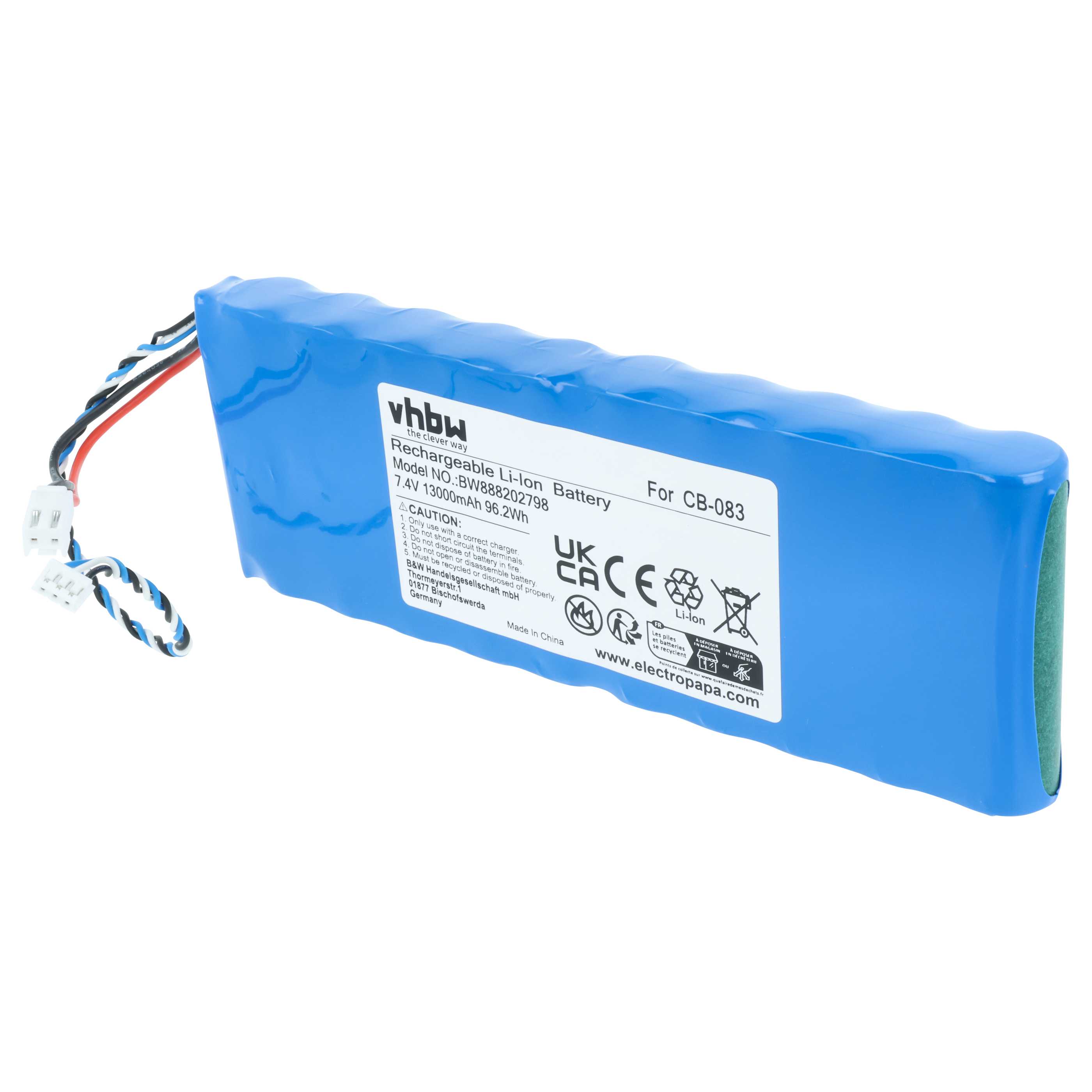 Batería reemplaza Promax CB-083 para dispositivo medición (13000 mAh, 7,4 V, Li-Ion)