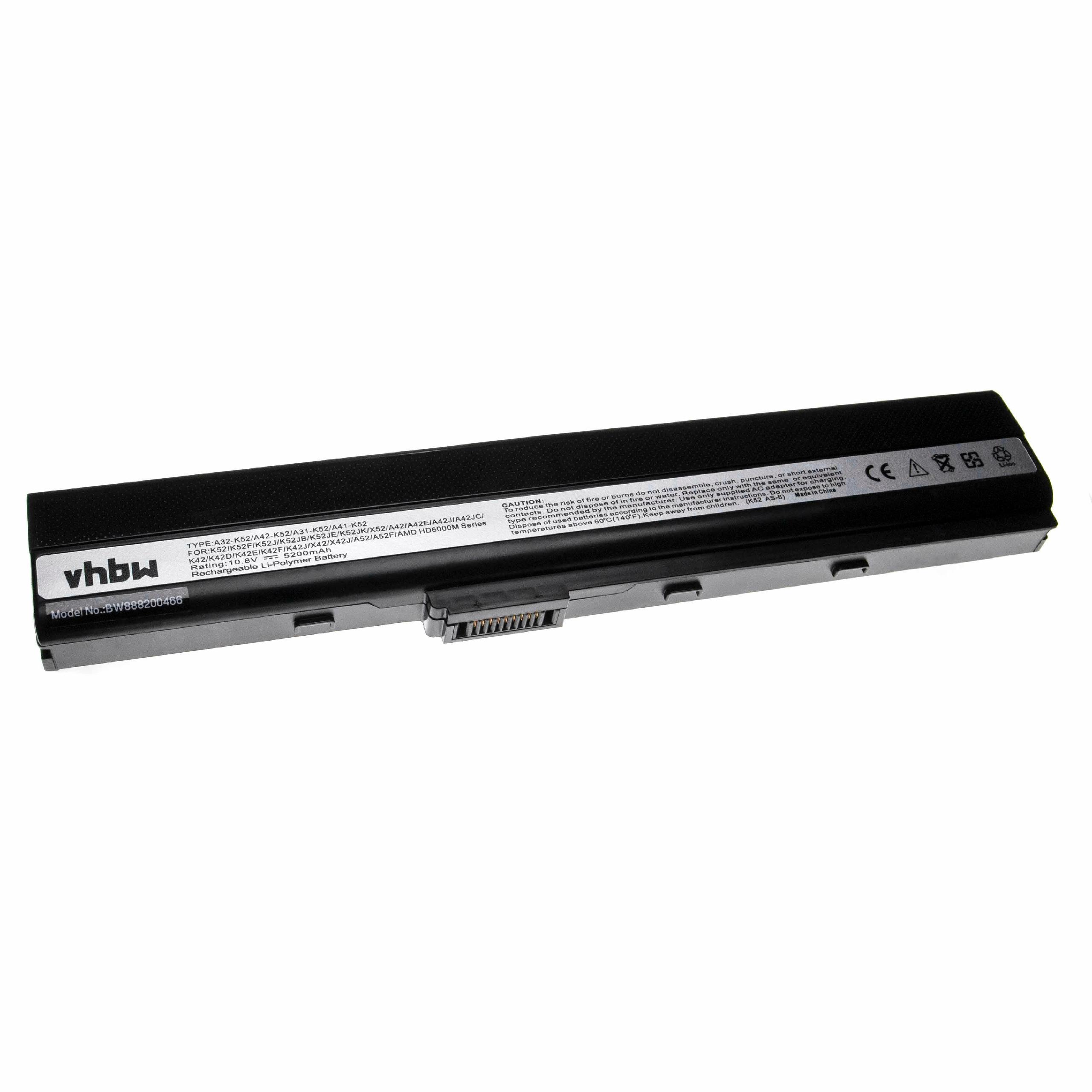 Notebook Battery Replacement for Asus A31-B53, 90-NYX1B1000Y, 70-NXM1B2200Z - 5200mAh 10.8V Li-polymer, black