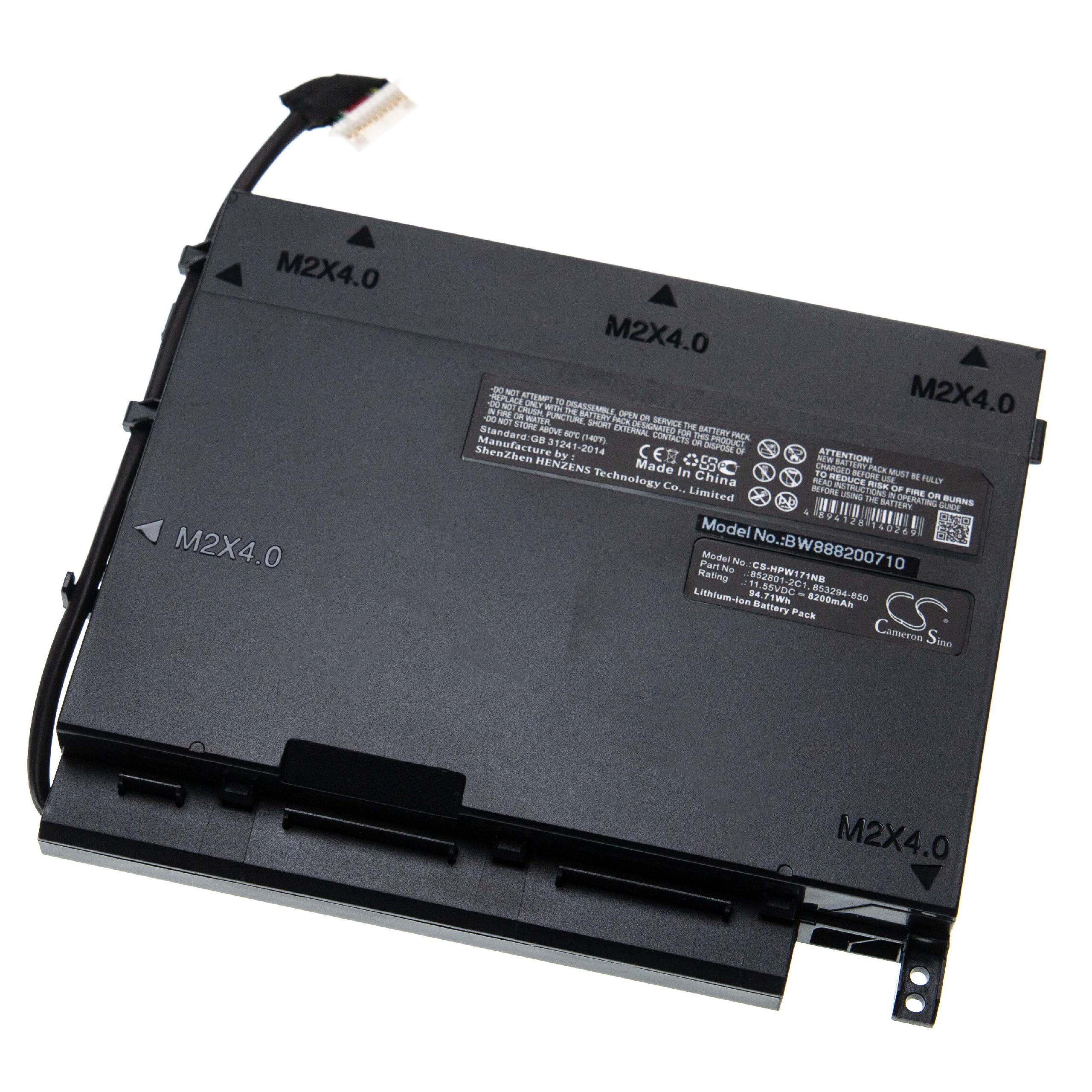 Batterie remplace HP 852801-2C1, 853294-855, 853294-850 pour ordinateur portable - 8200mAh 11,55V Li-ion, noir