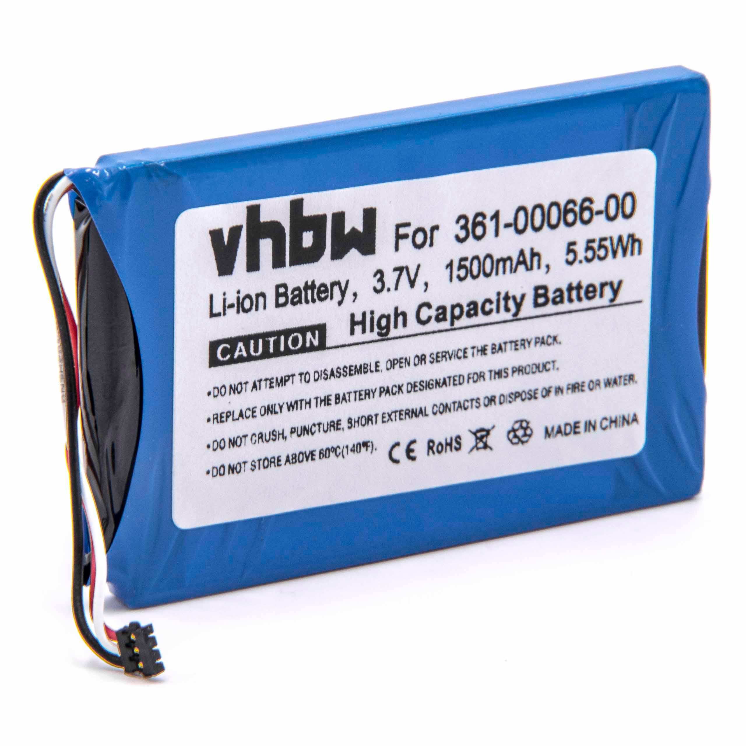 Batteria sostituisce Garmin 361-00066-00, 361-00066-10 per navigatore Garmin - 1500mAh 3,7V Li-Ion