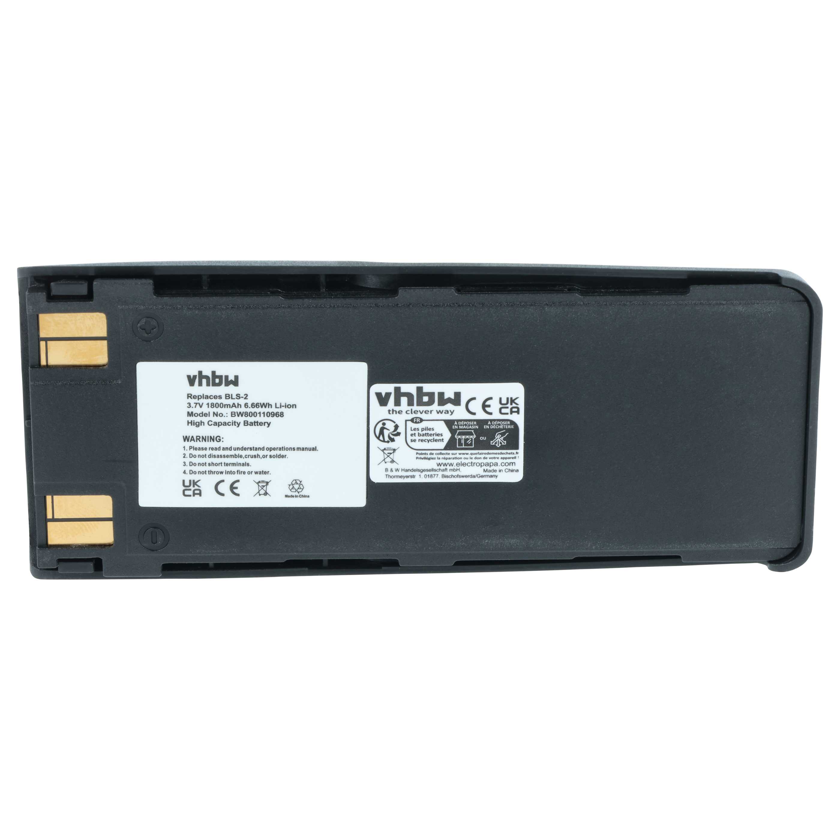 Akumulator do telefonu smartfona zamiennik Nokia BLS-4, BMS-2S, BLS-2, BLS-2N, BPS-2 - 1800 mAh 3,7 V Li-Ion