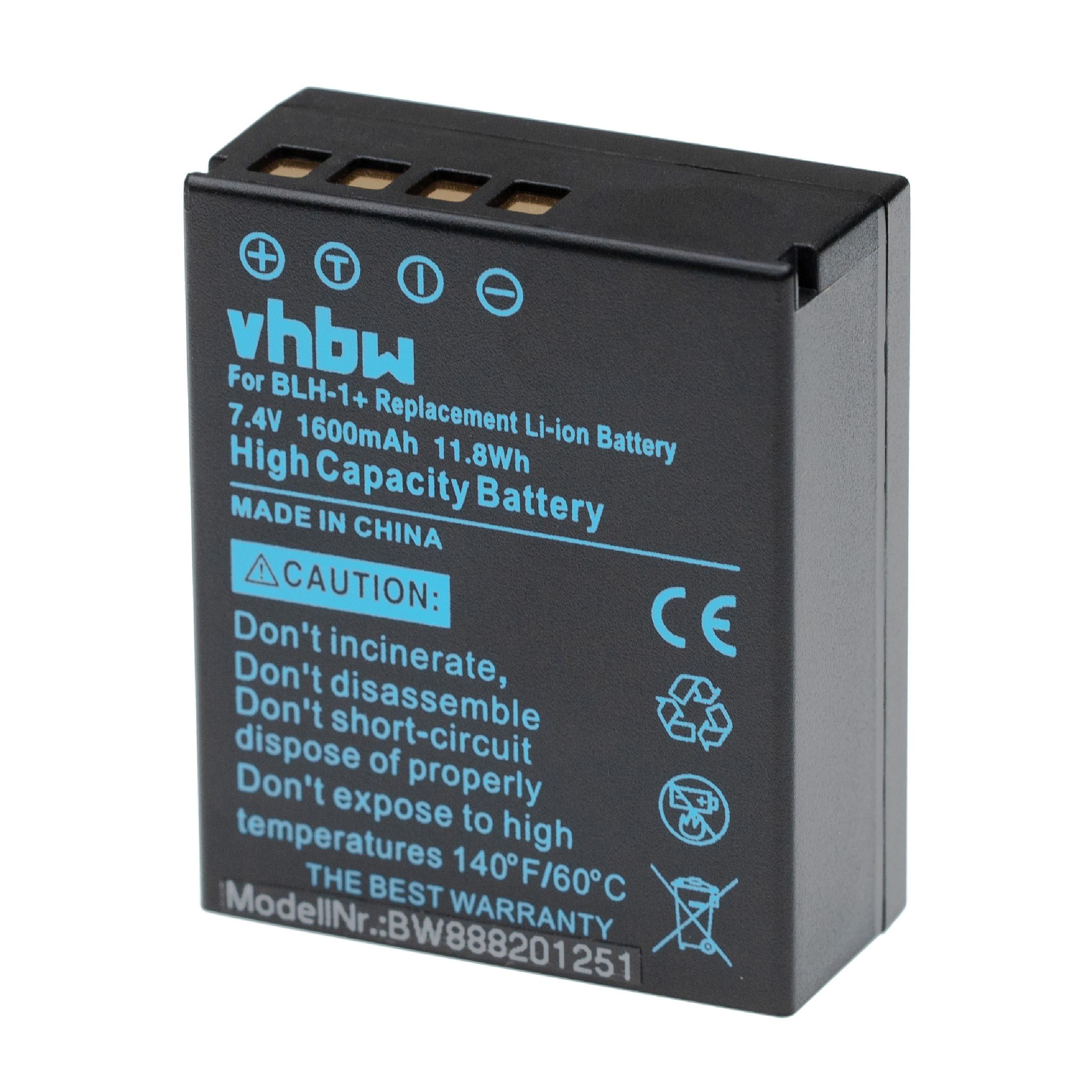 Batería reemplaza Olympus BLH-1 para cámara Olympus - 1600 mAh 7,4 V Li-Ion con chip